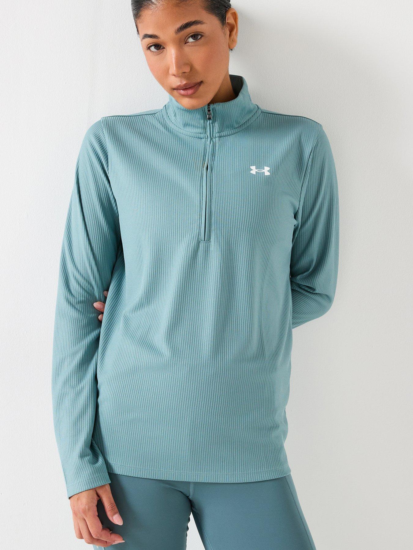  image of under-armour-womens-training-tech-rib-12-zip-top-green
