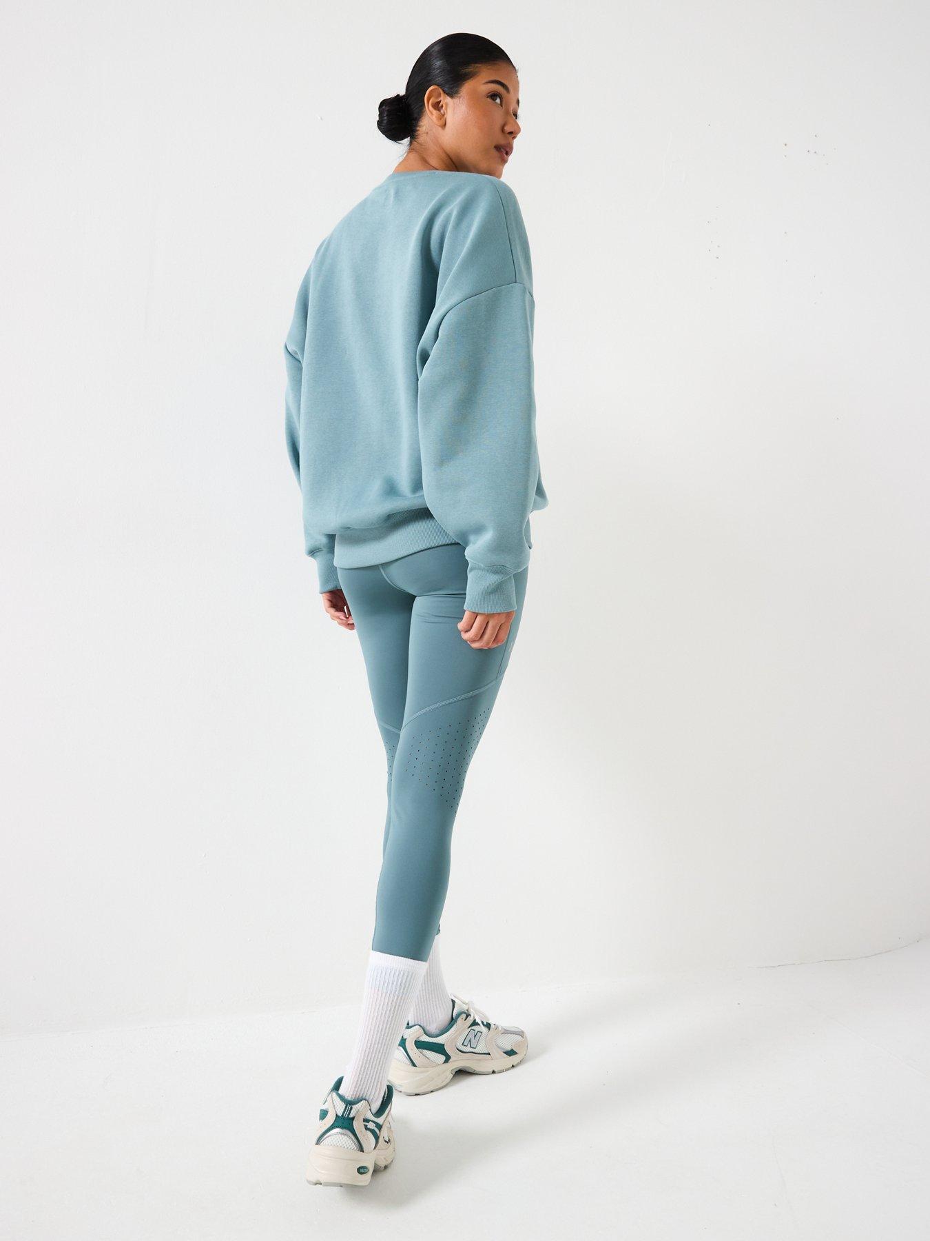 Image 2 of 6 of UNDER ARMOUR Womens Training Rival Fleece Oversized Varsity Crew Sweat - /White - Green