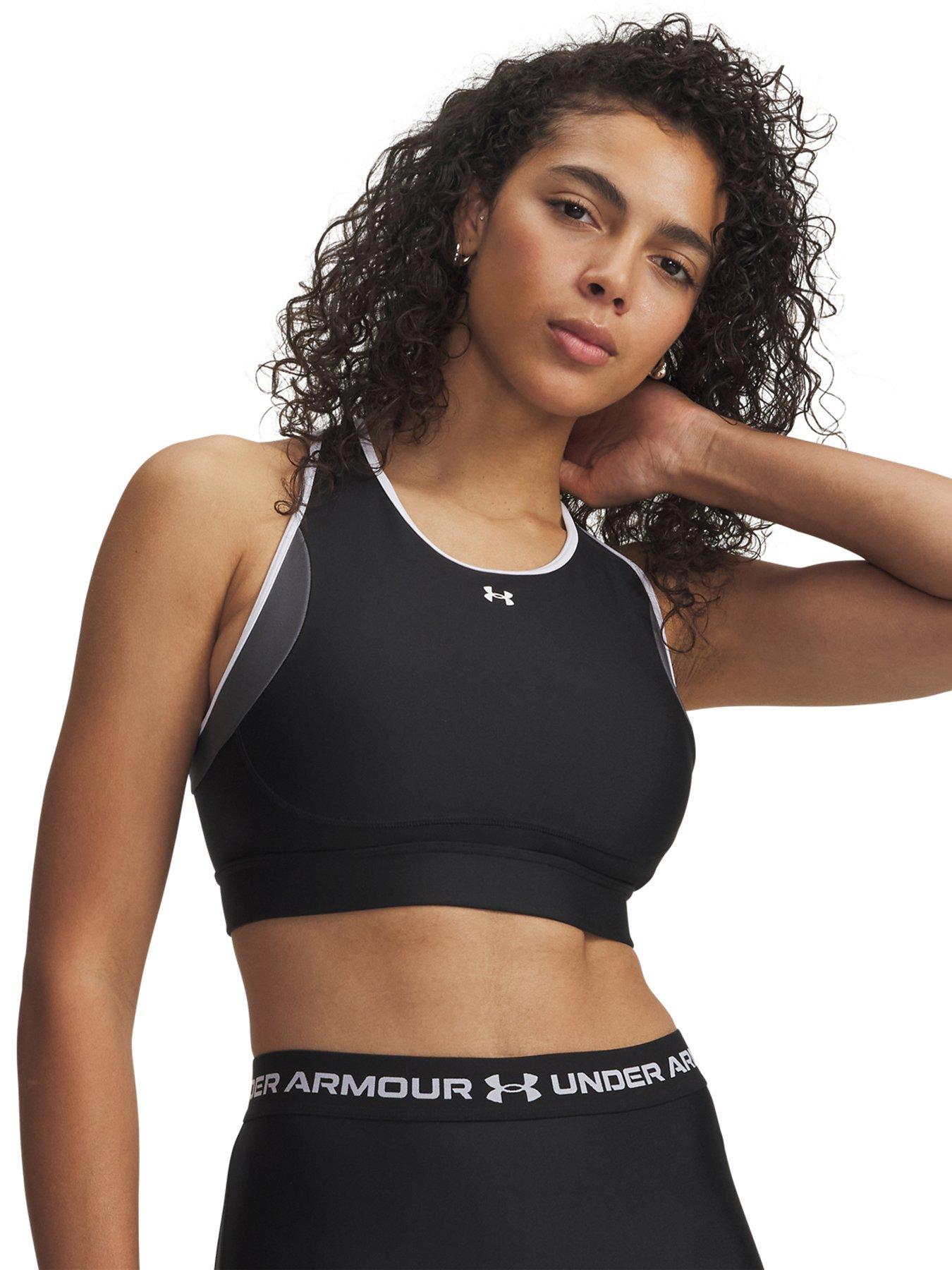 undefined Womens Training Crossback Open Back Mid Support Sports Bra - Black/white