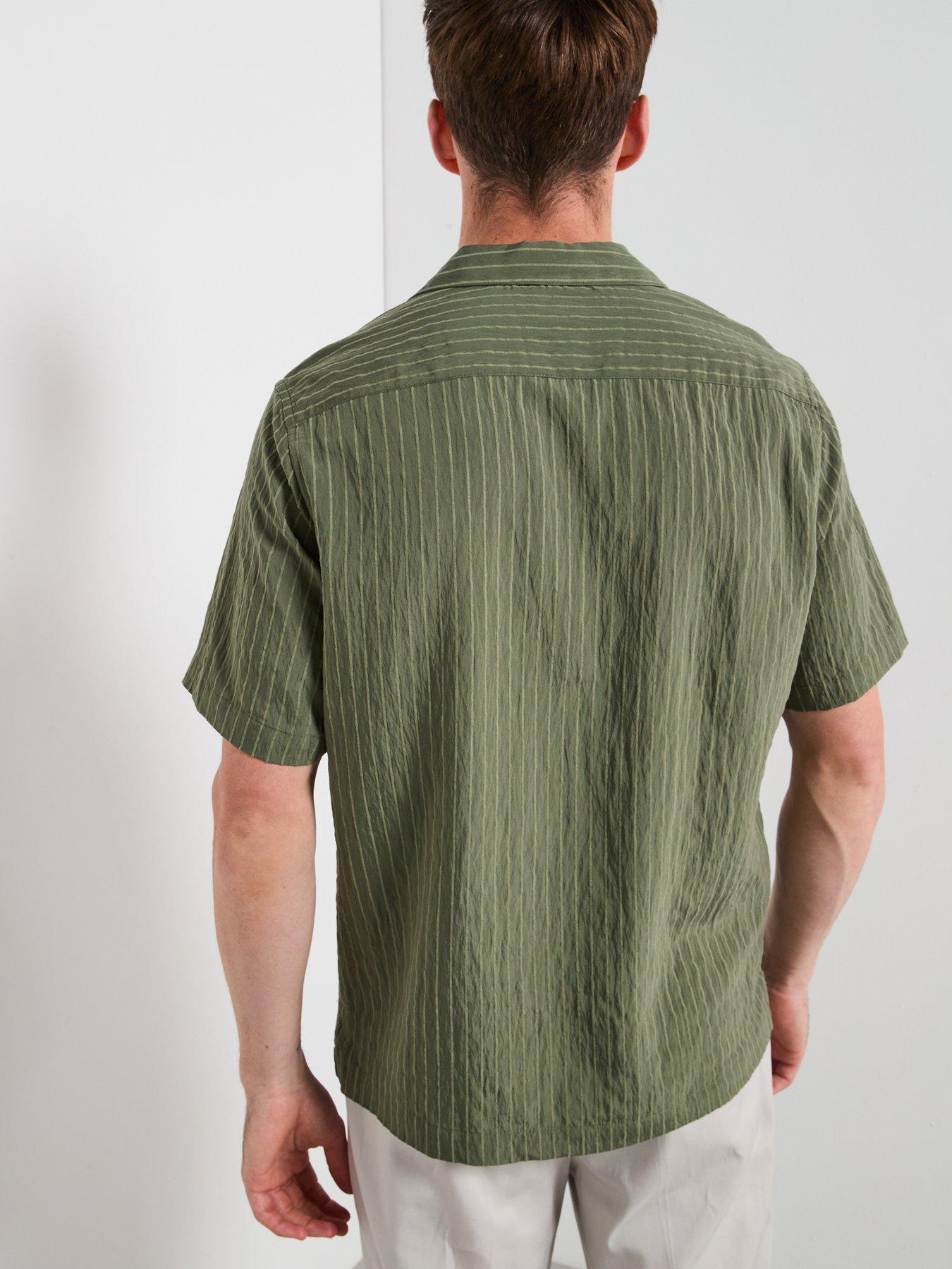 stillFront image of mango-pireo-pinstripe-short-sleeve-resort-shirt-khaki