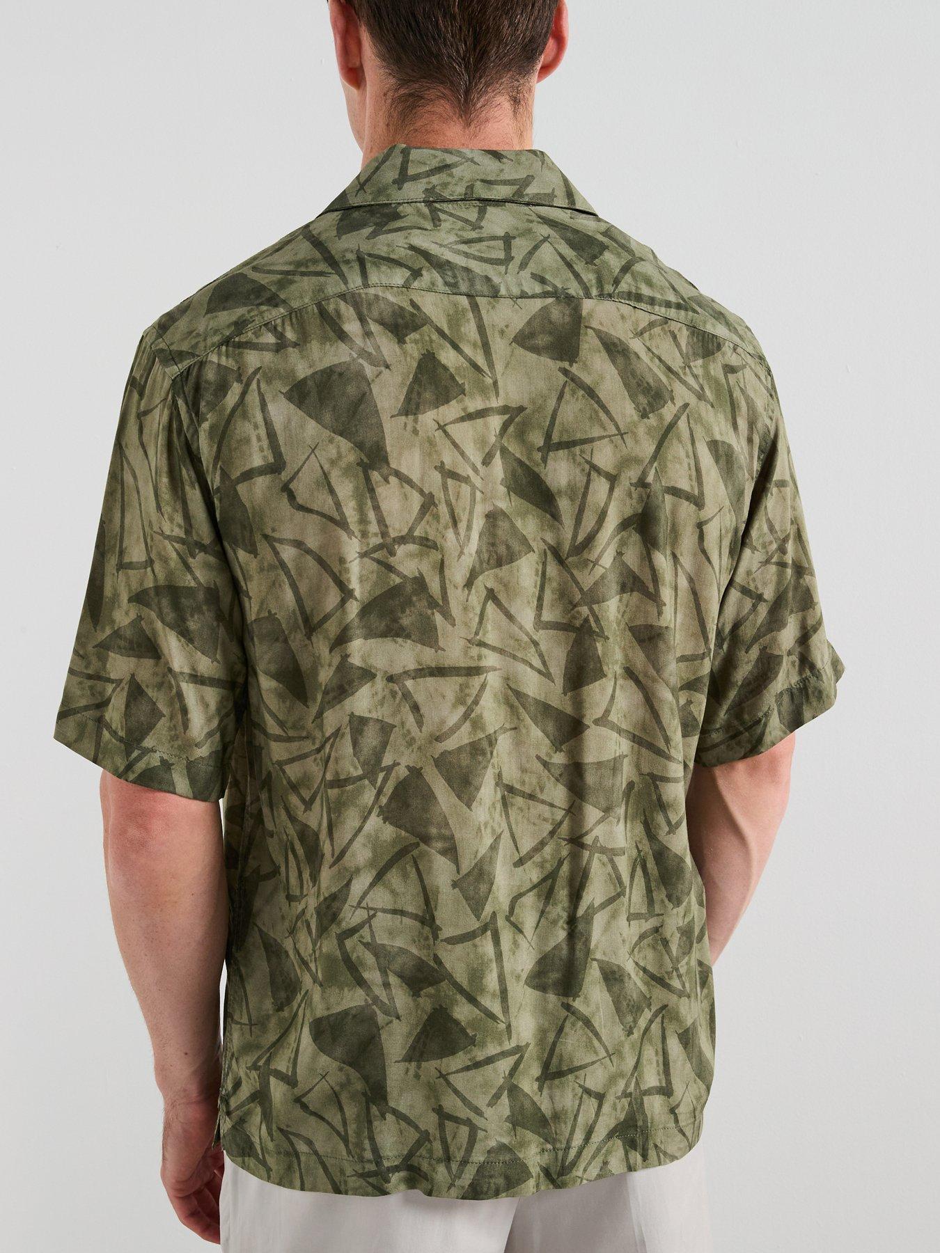 Image 2 of 6 of Mango Enrico Printed Short Sleeve Resort Shirt - Khaki