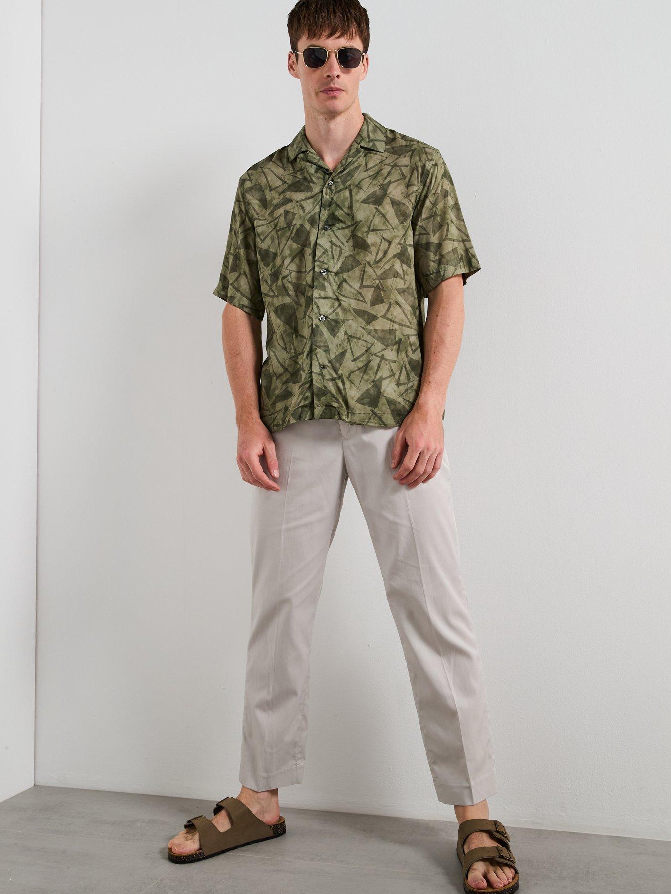 Image 3 of 6 of Mango Enrico Printed Short Sleeve Resort Shirt - Khaki