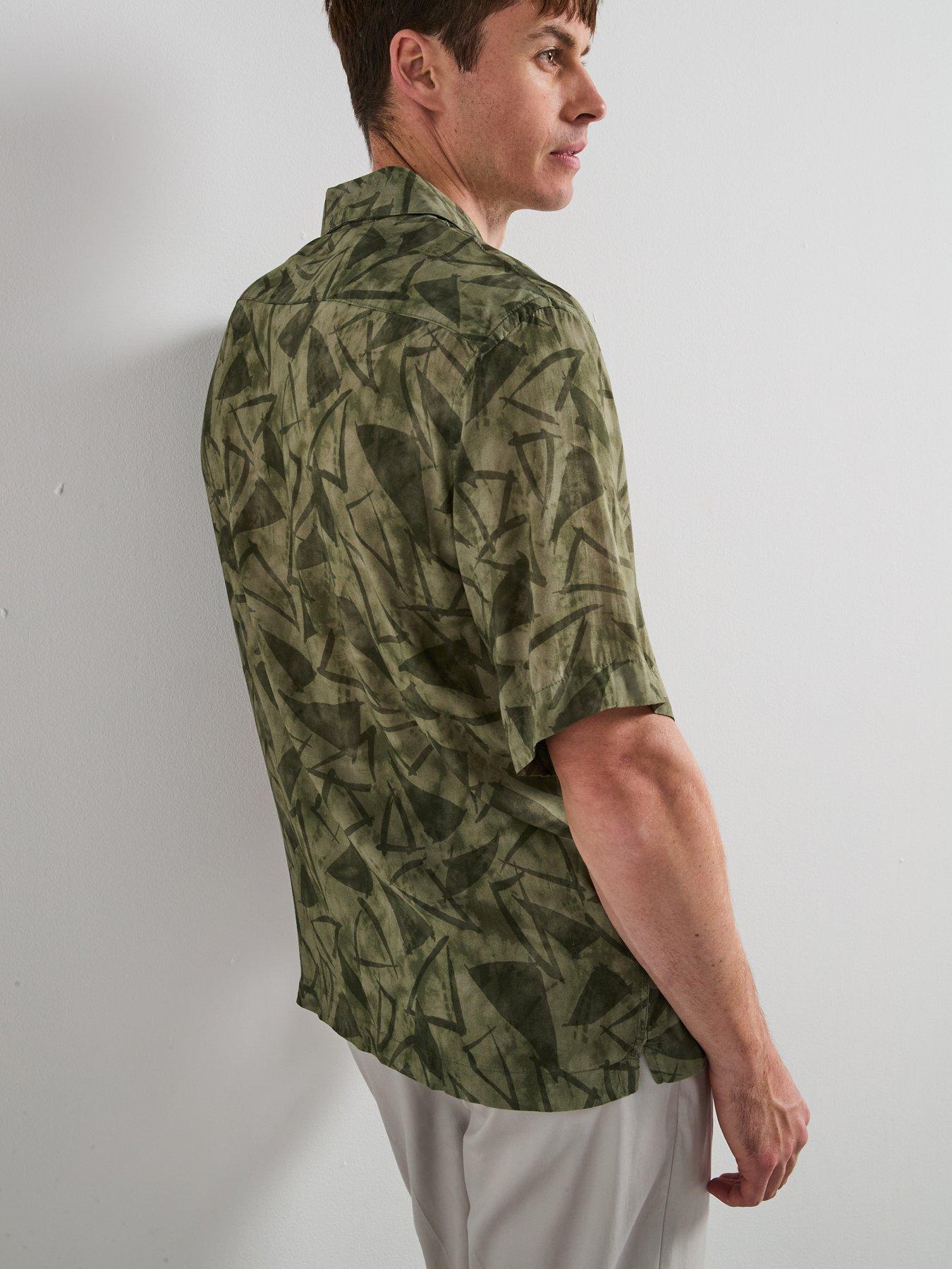 Image 4 of 6 of Mango Enrico Printed Short Sleeve Resort Shirt - Khaki