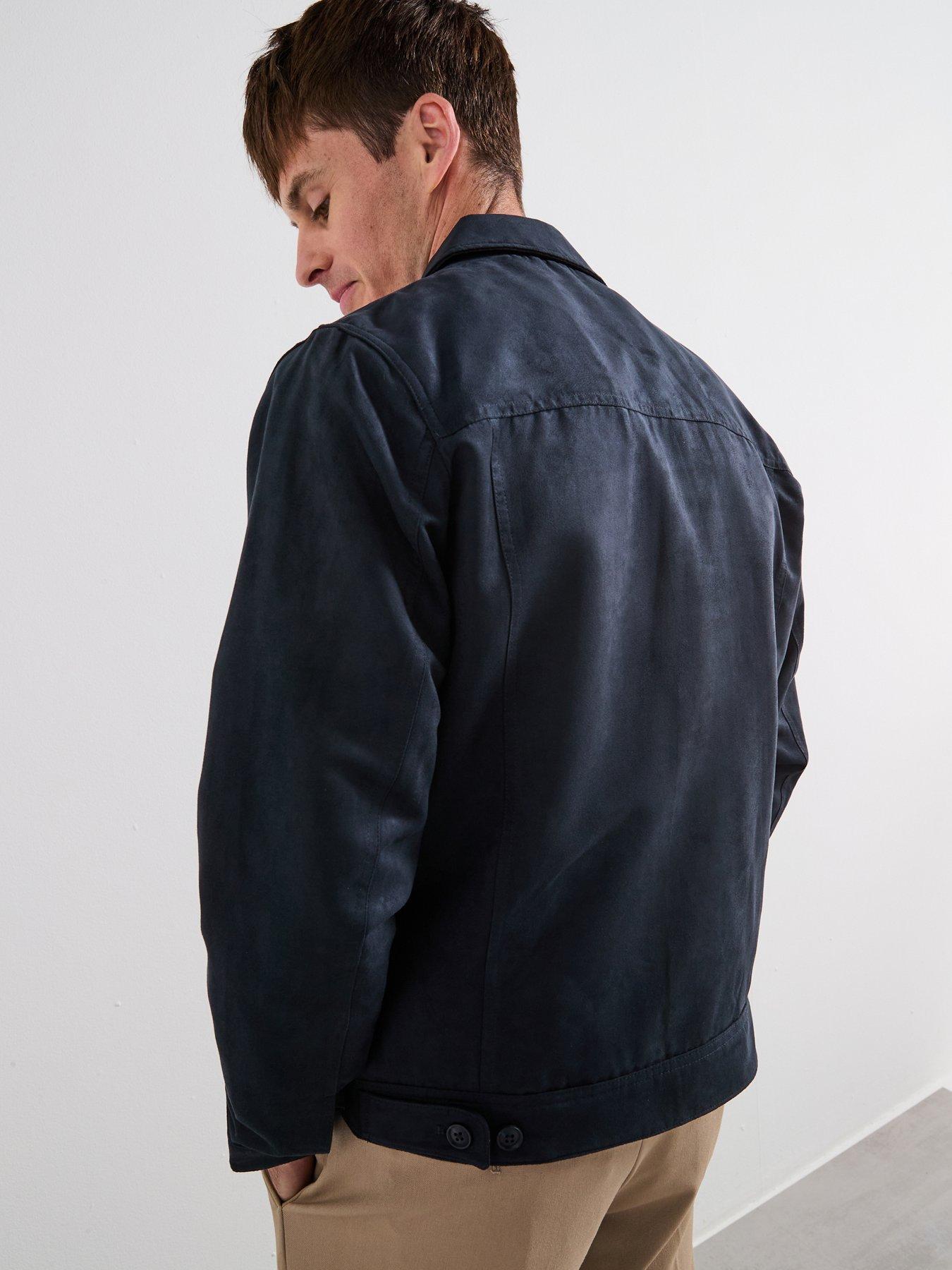 Image 2 of 6 of Mango Egan Faux Suede Jacket - Navy