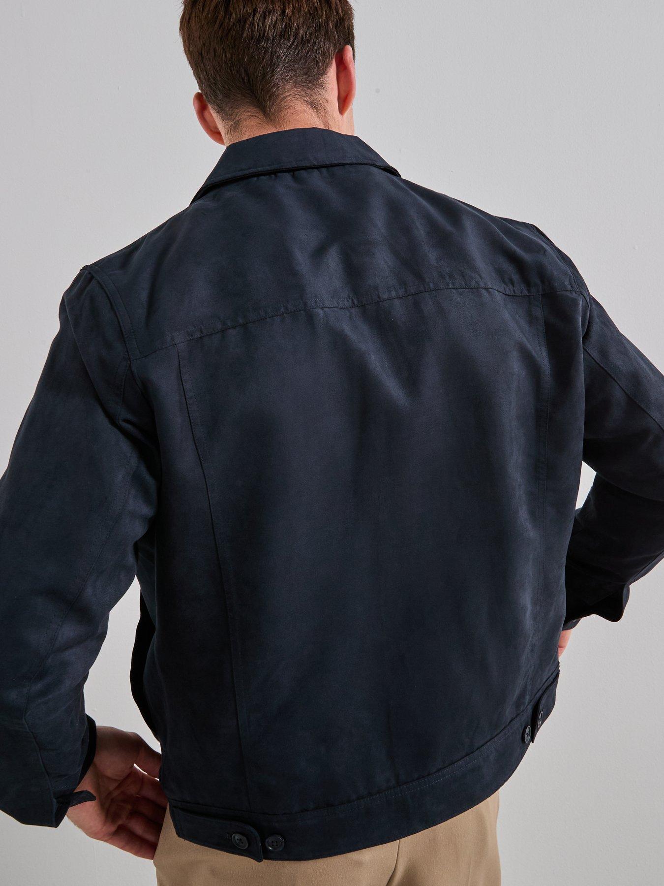 Image 4 of 6 of Mango Egan Faux Suede Jacket - Navy