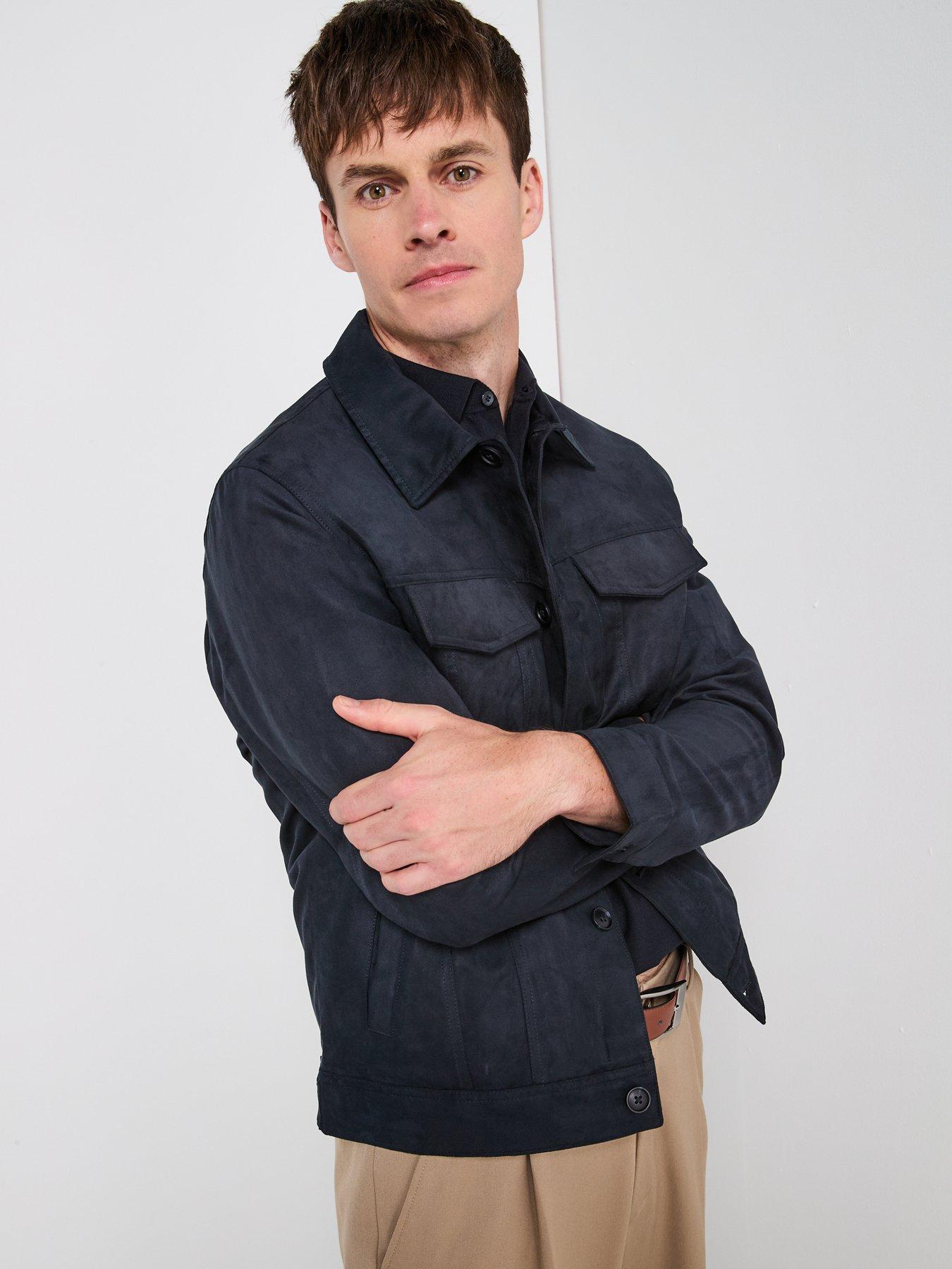 Image 6 of 6 of Mango Egan Faux Suede Jacket - Navy