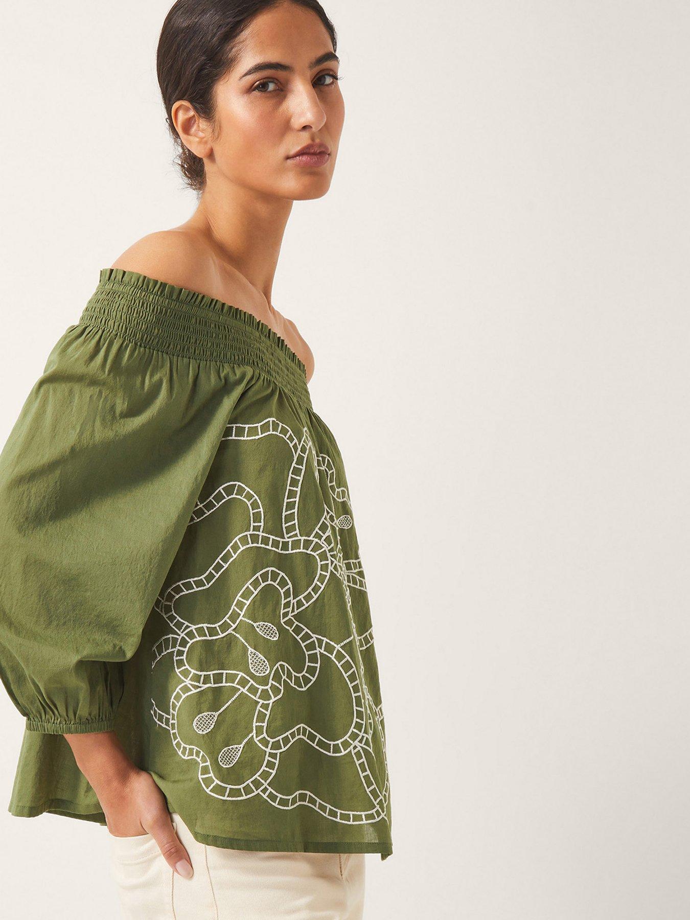 undefined Julie Bardot Top - Khaki