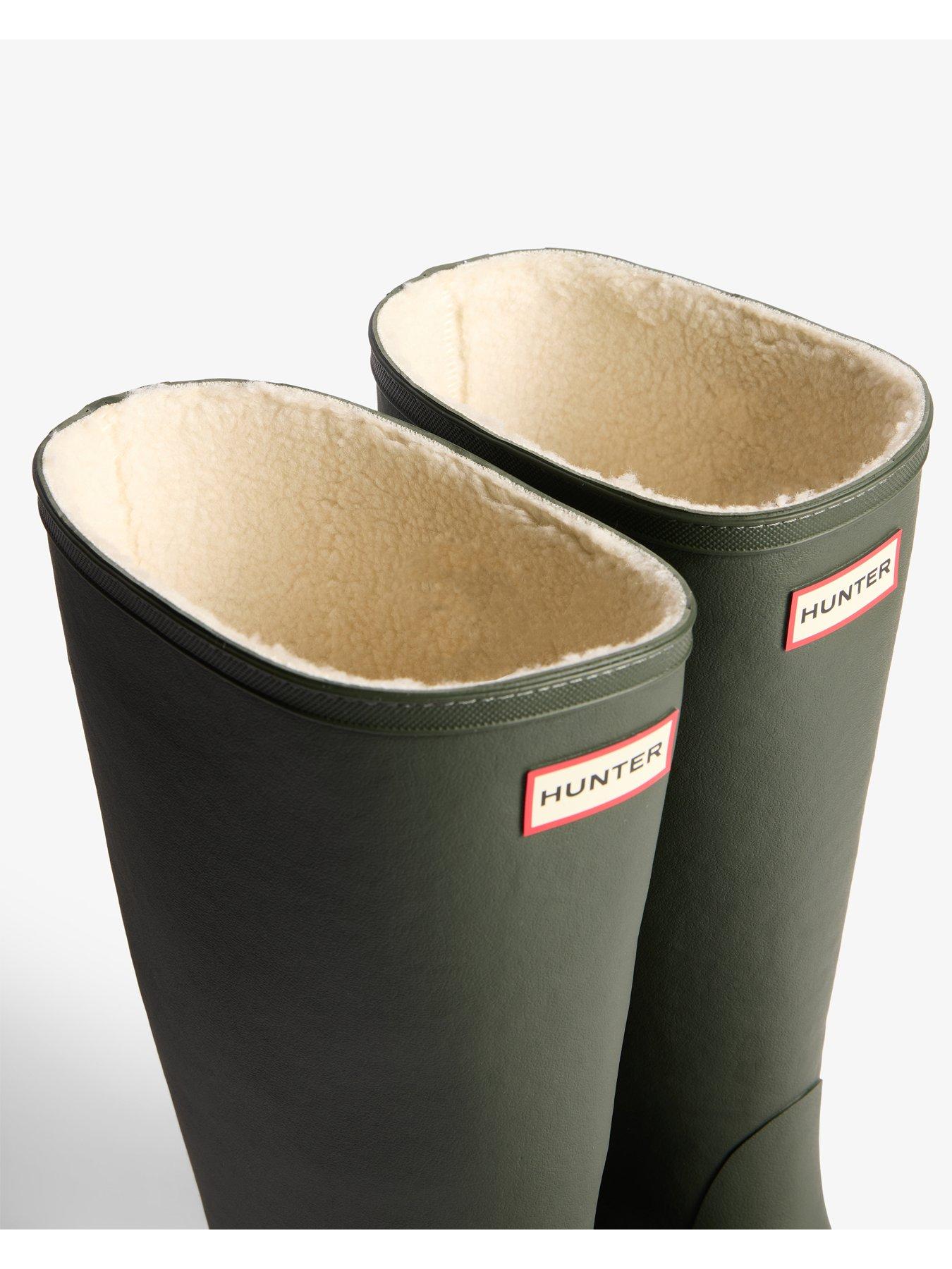  image of hunter-downpour-tall-insulated-wellington-boot-khaki