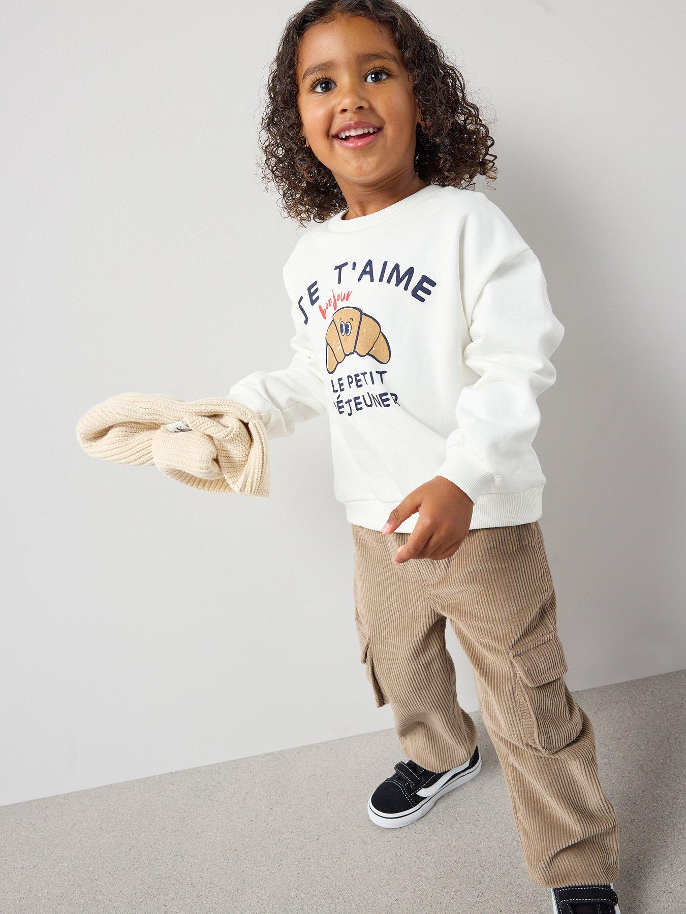 Image 3 of 6 of The Very Collection Boys Croissant Sweatshirt And Cord Trouser Set - Stone Beige