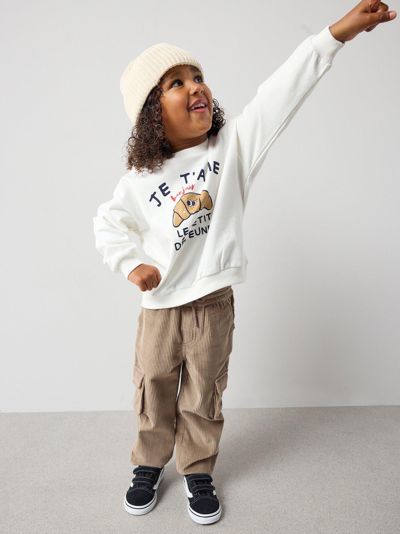 Image 5 of 6 of The Very Collection Boys Croissant Sweatshirt And Cord Trouser Set - Stone Beige