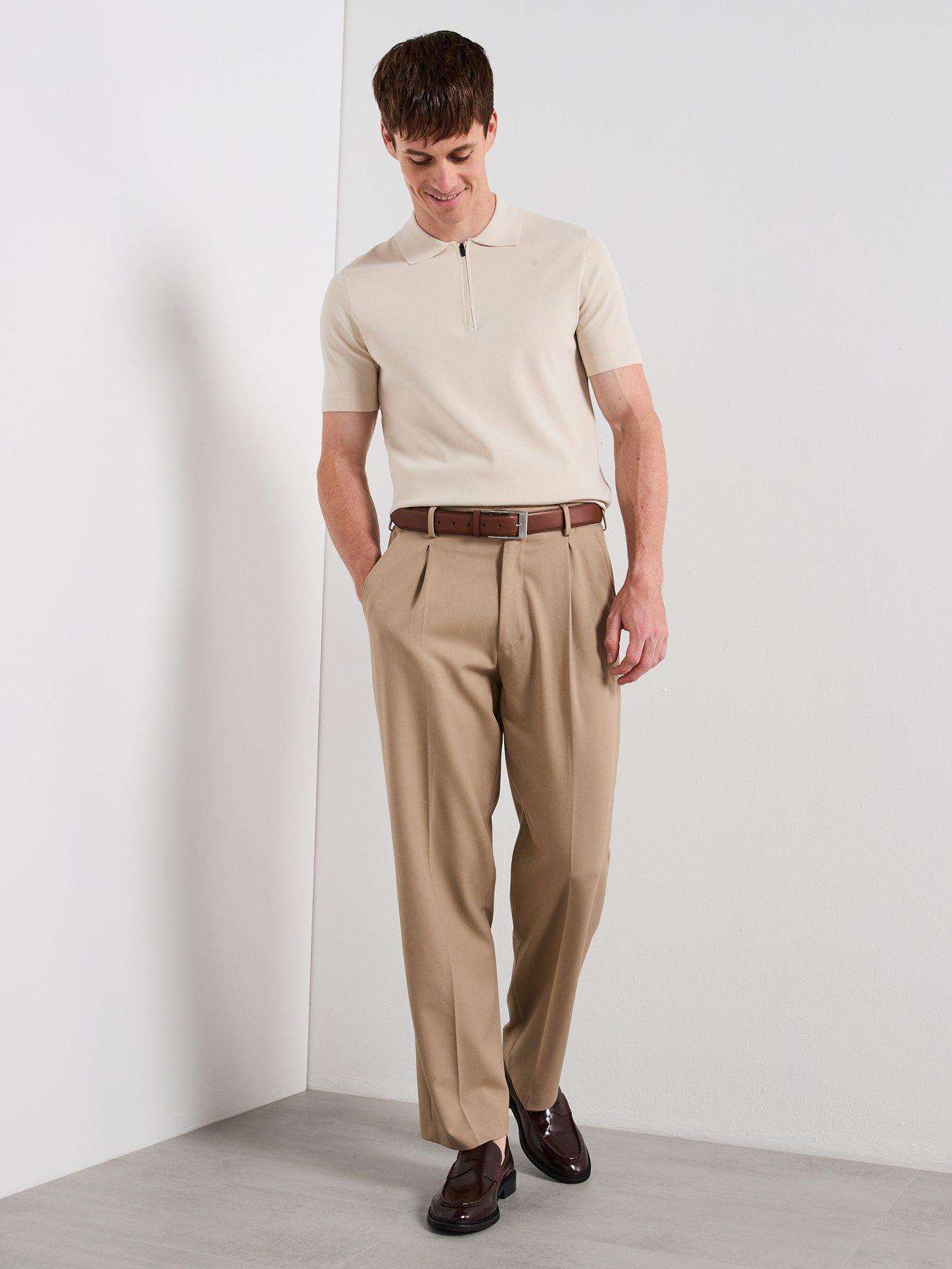 Image 3 of 6 of Mango Miller Short Sleeve Zip Neck Polo Shirt - Light Beige