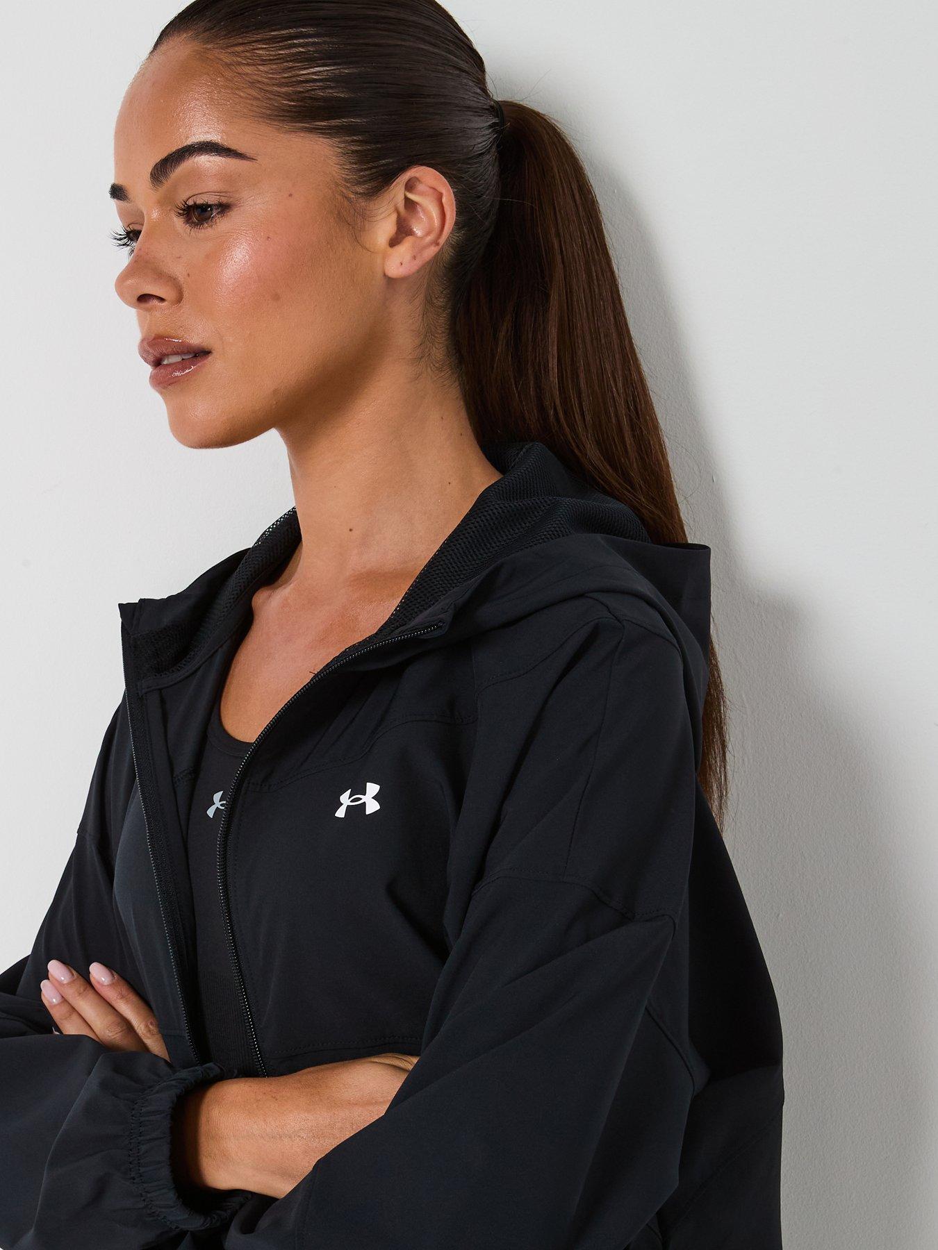 Image 4 of 6 of UNDER ARMOUR Womens Training Rival Woven Hooded Jacket - Black