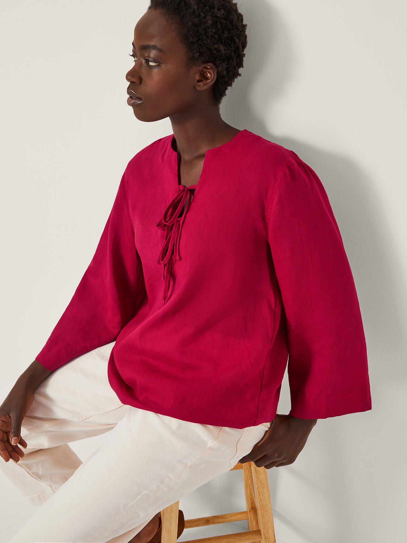 Image 3 of 4 of Monsoon Mischa Linen Tunic - Red