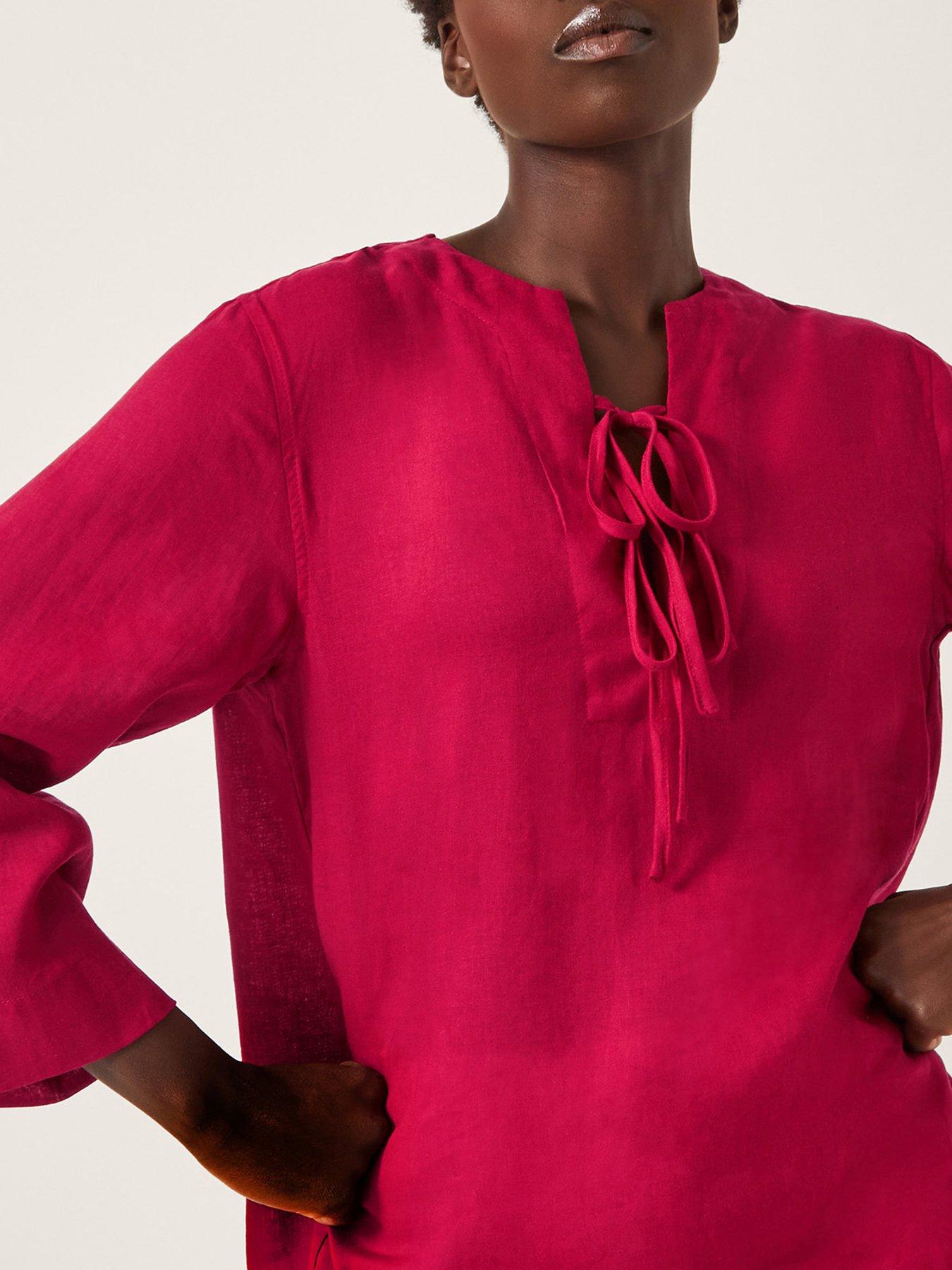 Image 4 of 4 of Monsoon Mischa Linen Tunic - Red
