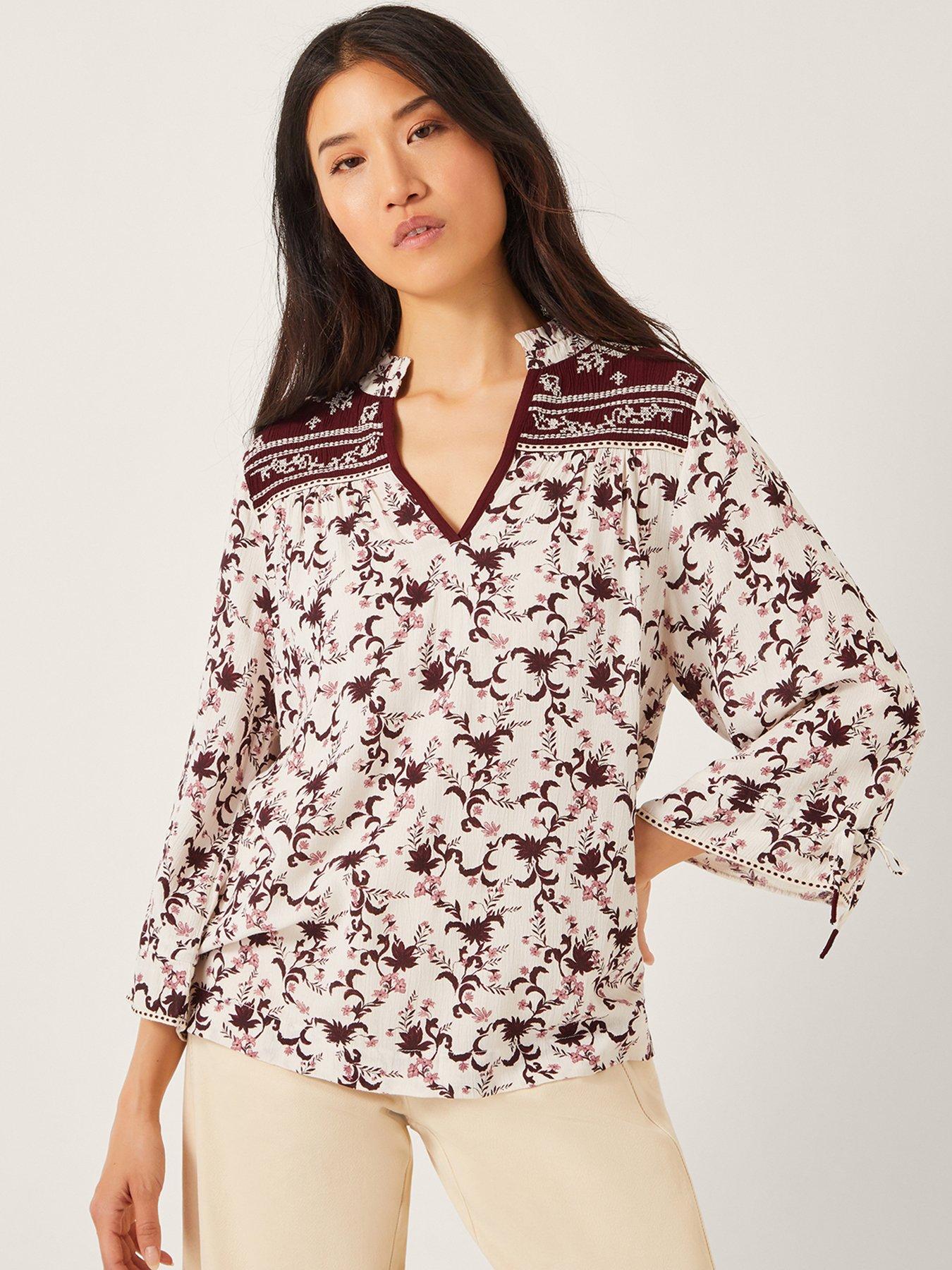 Image 1 of 5 of Monsoon Jacqueline Print Top - Ivory