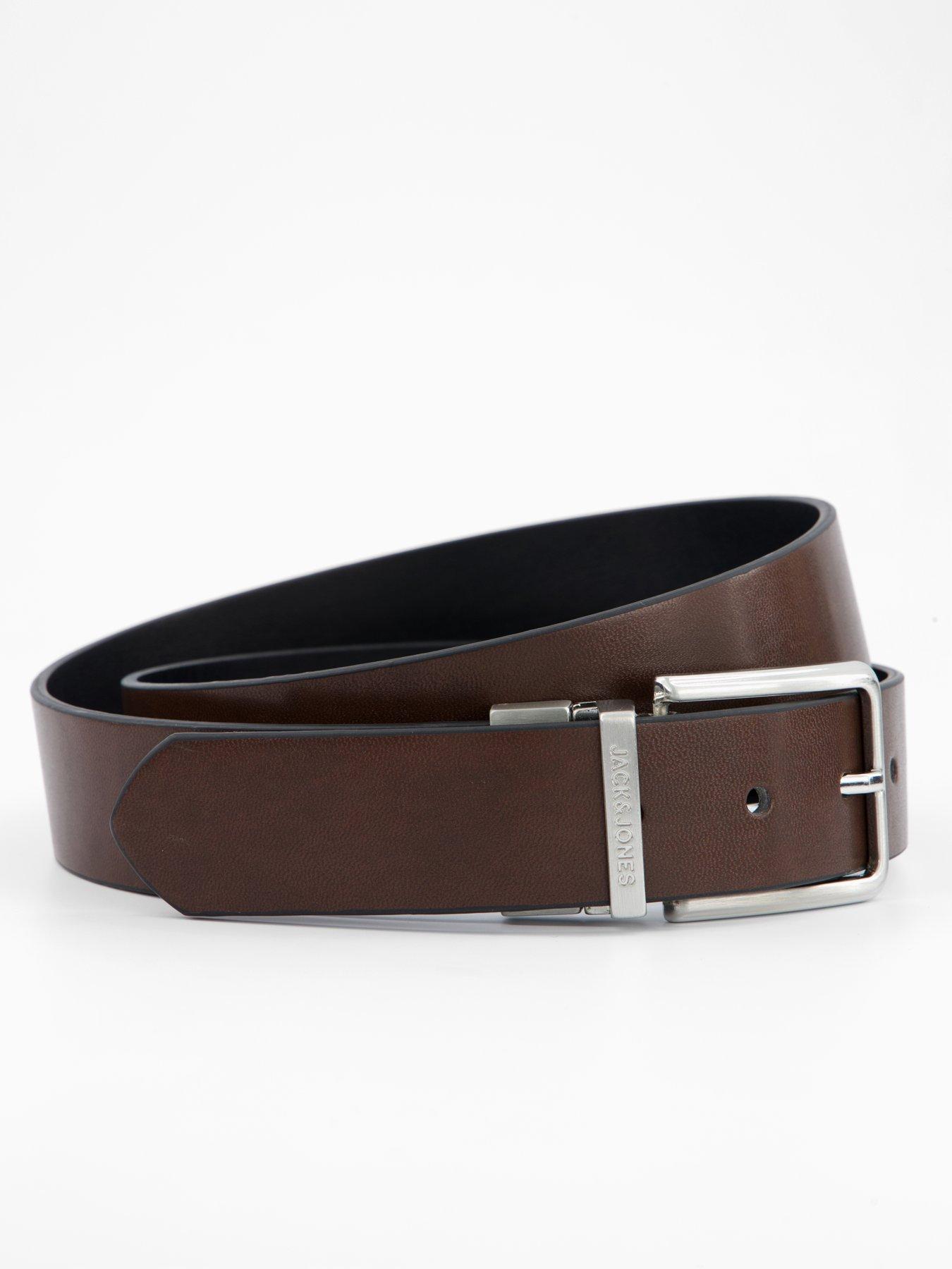 Image 2 of 4 of Jack & Jones Garda Pu Reversible Leather Belt - Dark Brown
