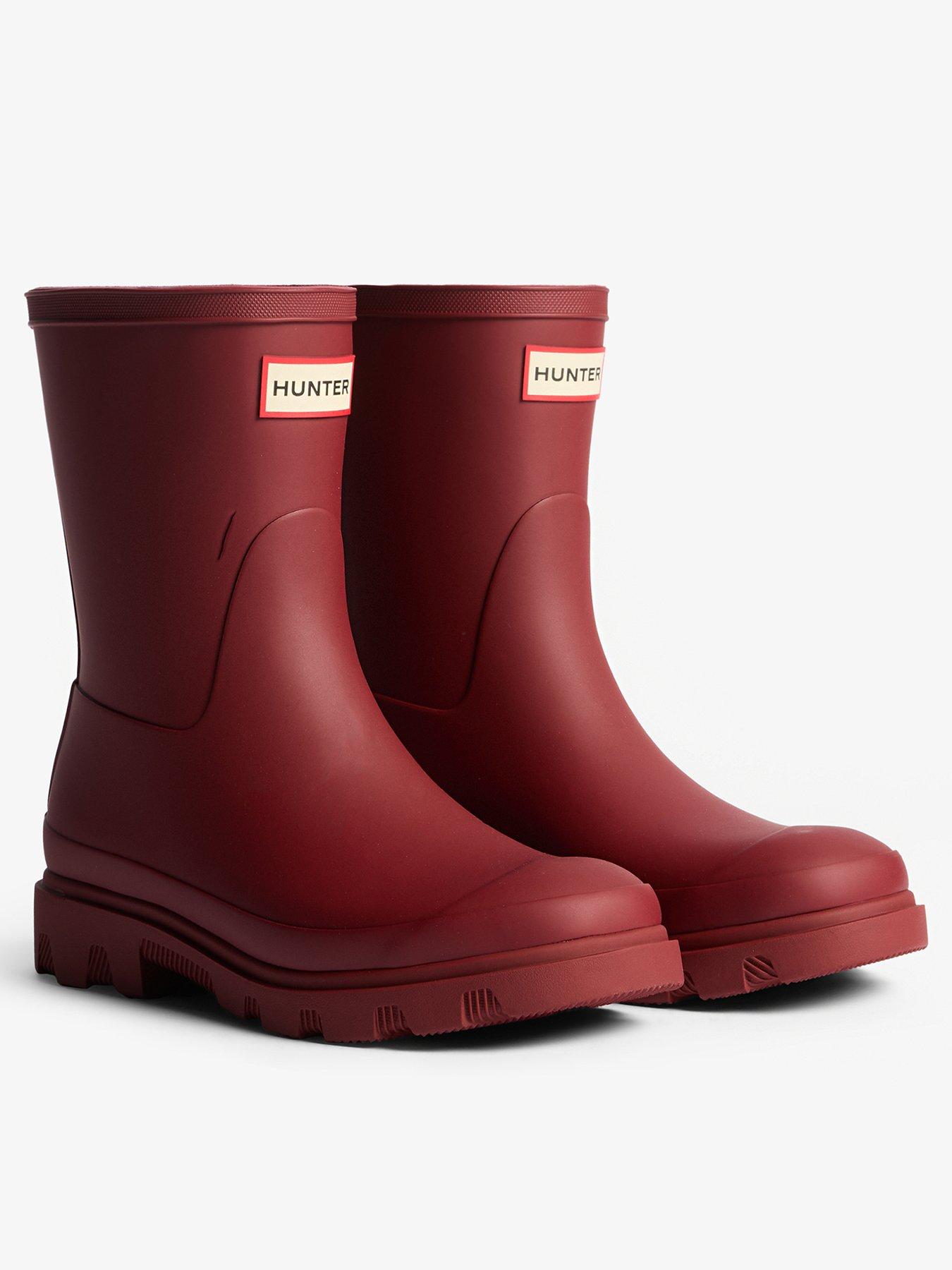  image of hunter-downpour-short-wellington-boot--dark-red