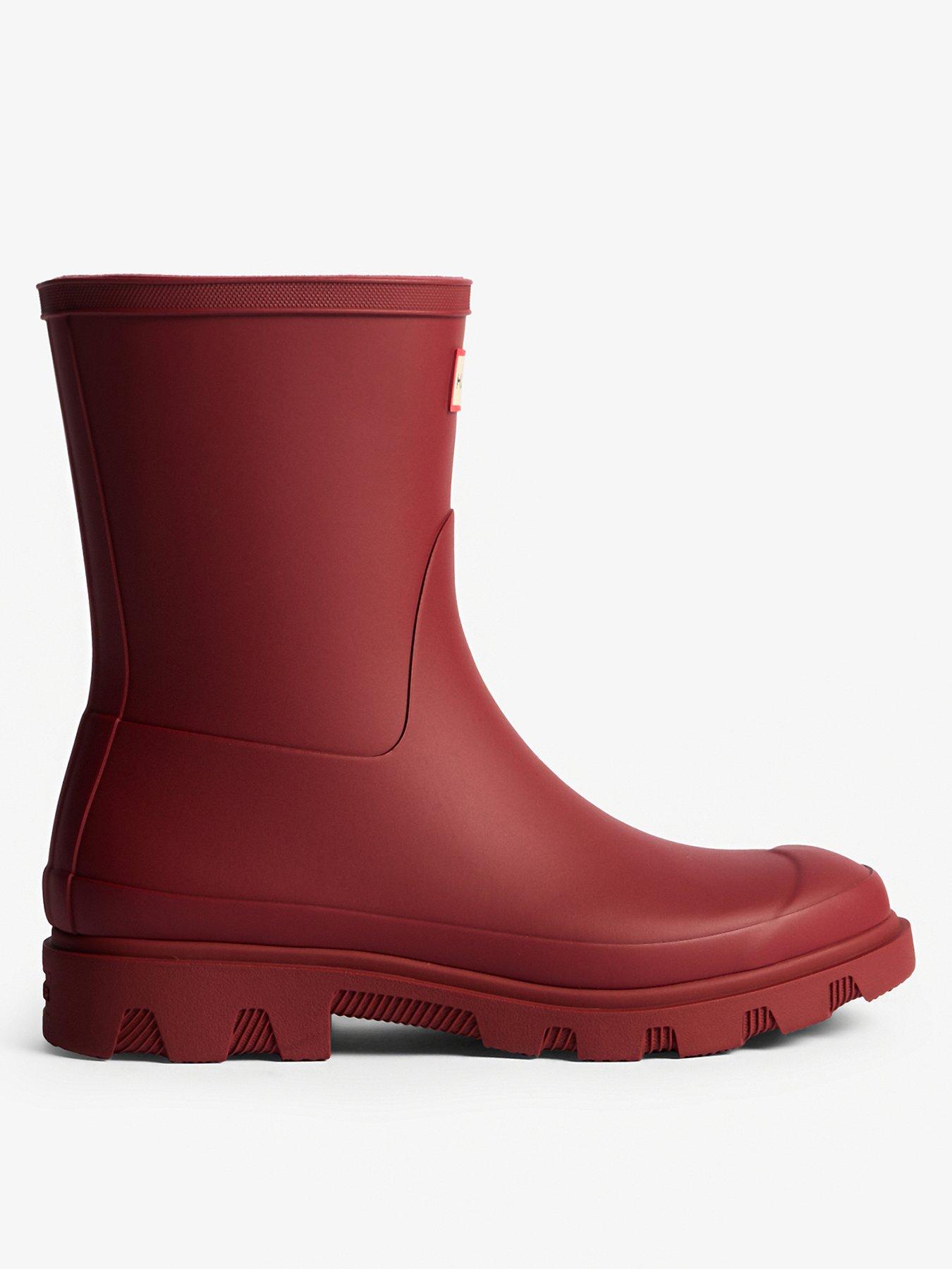  image of hunter-downpour-short-wellington-boot--dark-red