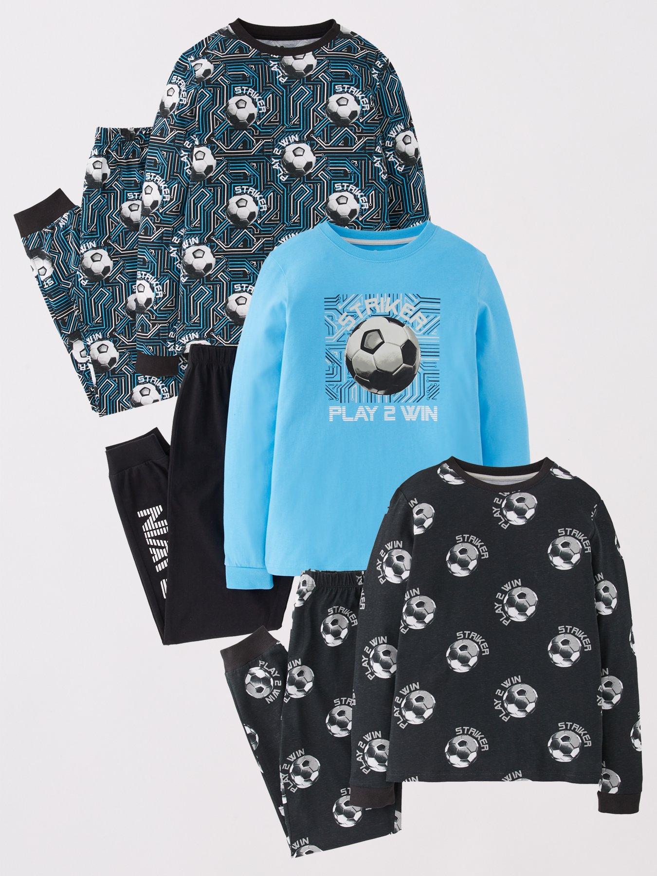  image of v-by-very-boys-3-pack-football-pyjamas-multi