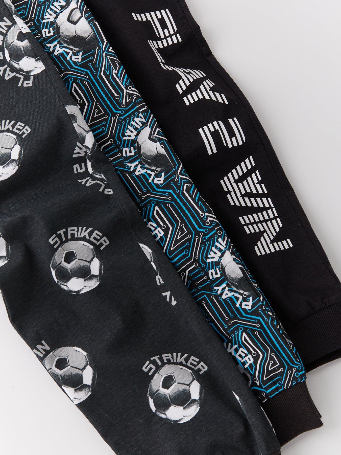  image of v-by-very-boys-3-pack-football-pyjamas-multi