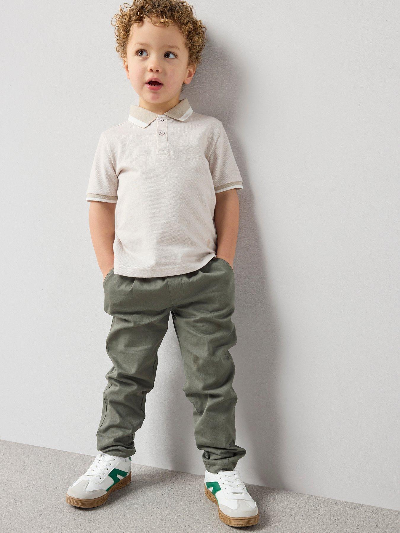  image of the-very-collection-boys-short-sleeve-textured-polo-and-chino-outfit-set