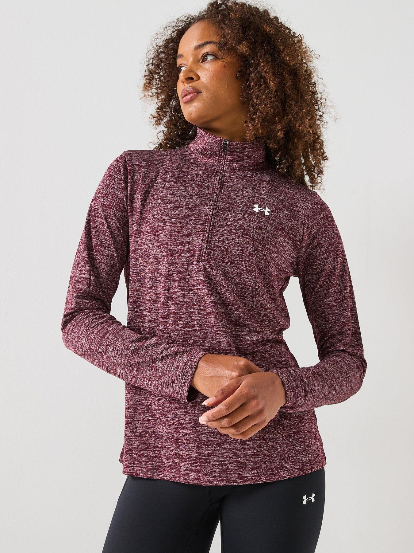 under-armour-womens-training-tech-twist-12-zip-top-burgundy