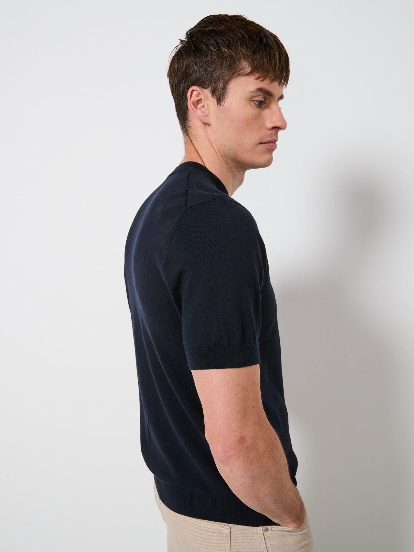 Image 2 of 6 of Mango Arraona Knitted T-Shirt - Navy