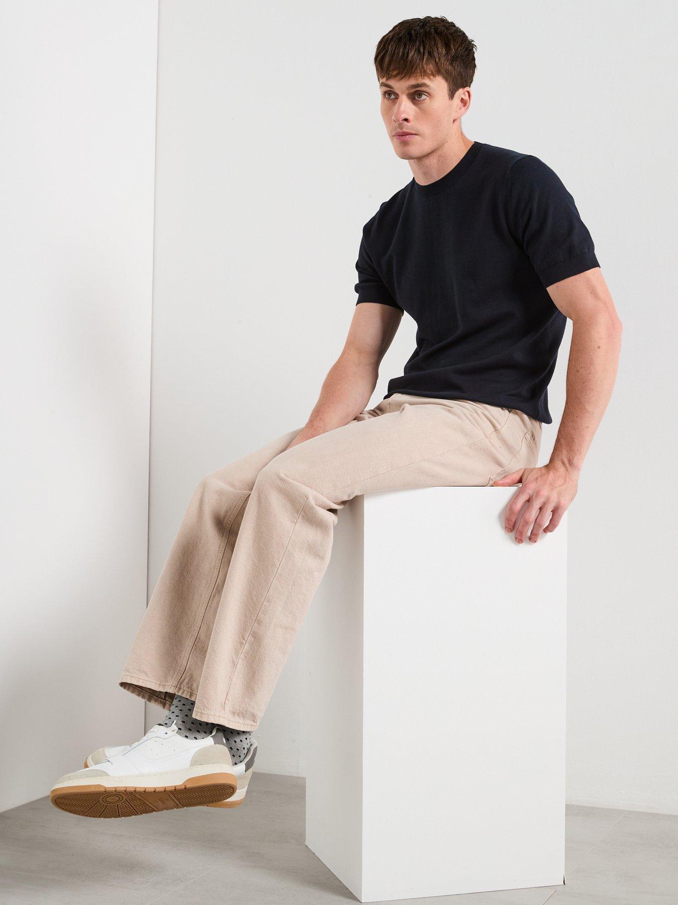 Image 4 of 6 of Mango Arraona Knitted T-Shirt - Navy