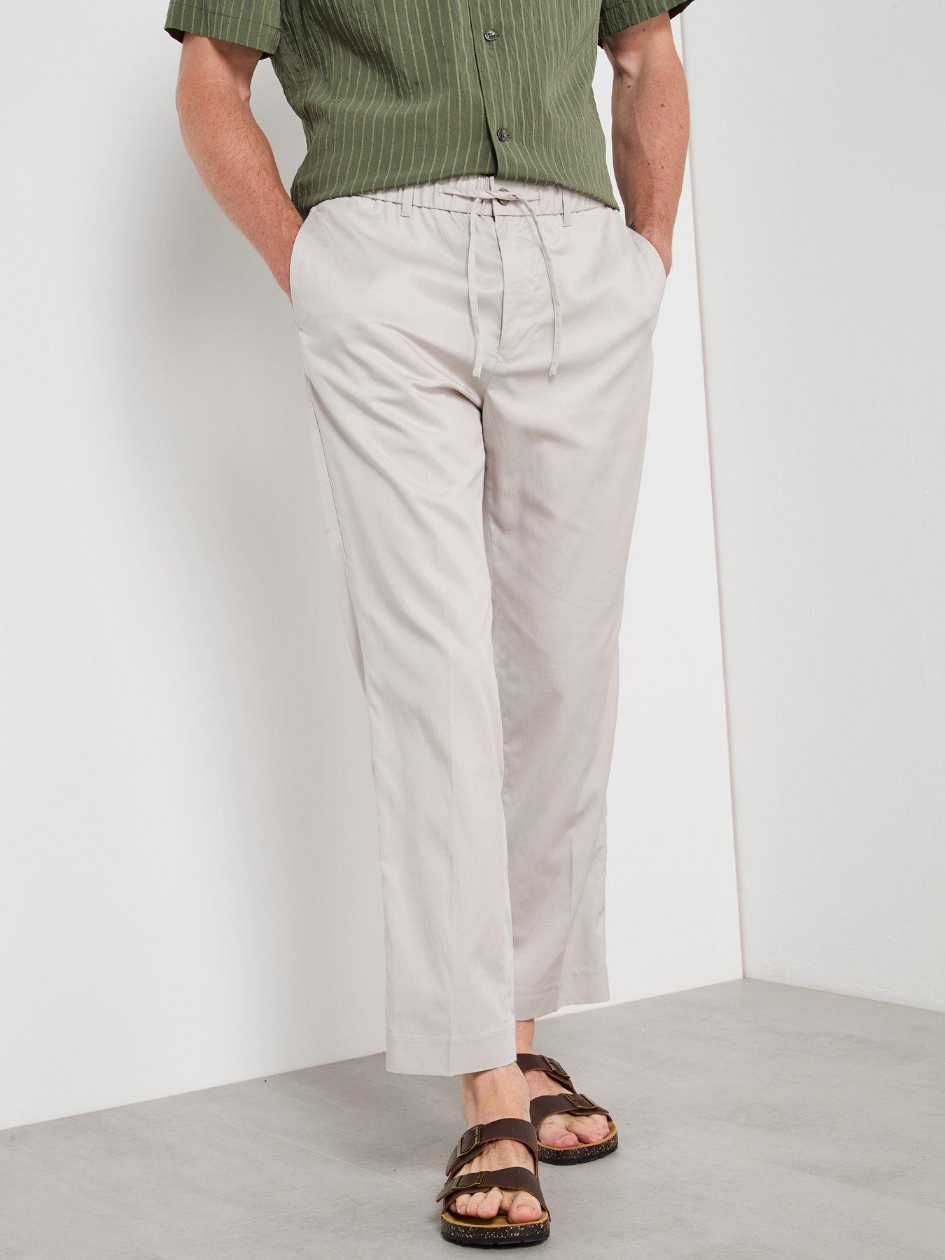 undefined Tyler Tie Waist Casual Trousers - Cream