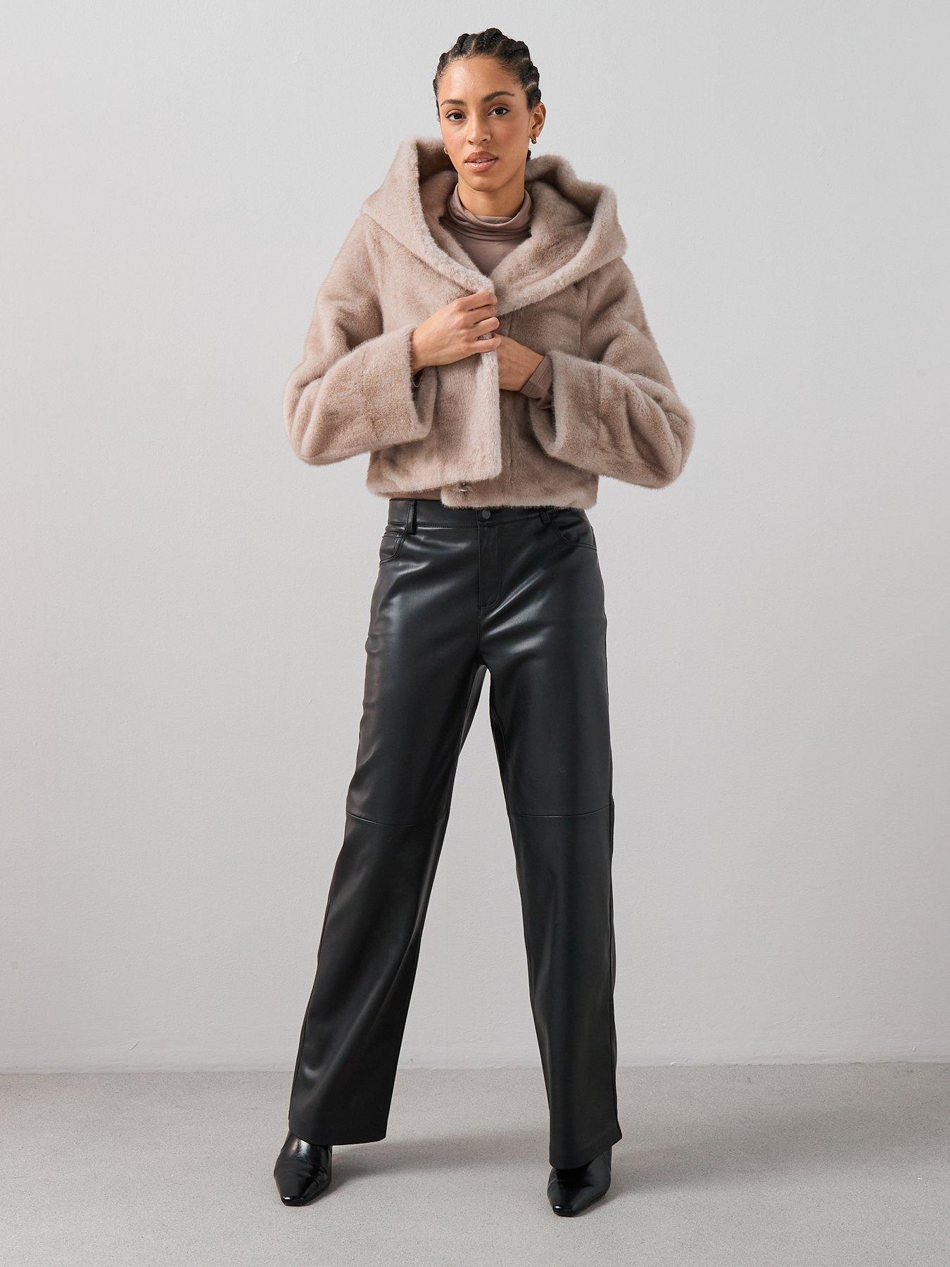  image of the-very-collection-faux-fur-hooded-coat-beige