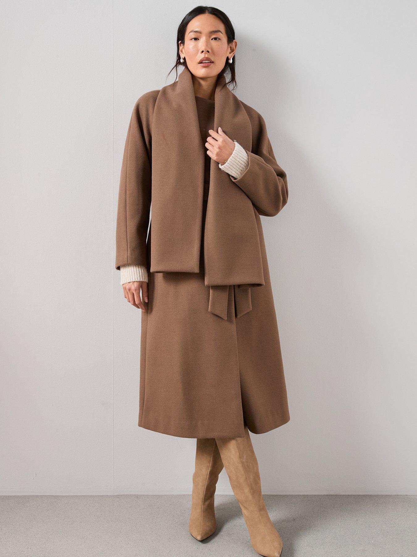 The Very Collection Longline Double Breasted Scarf Coat - Beige