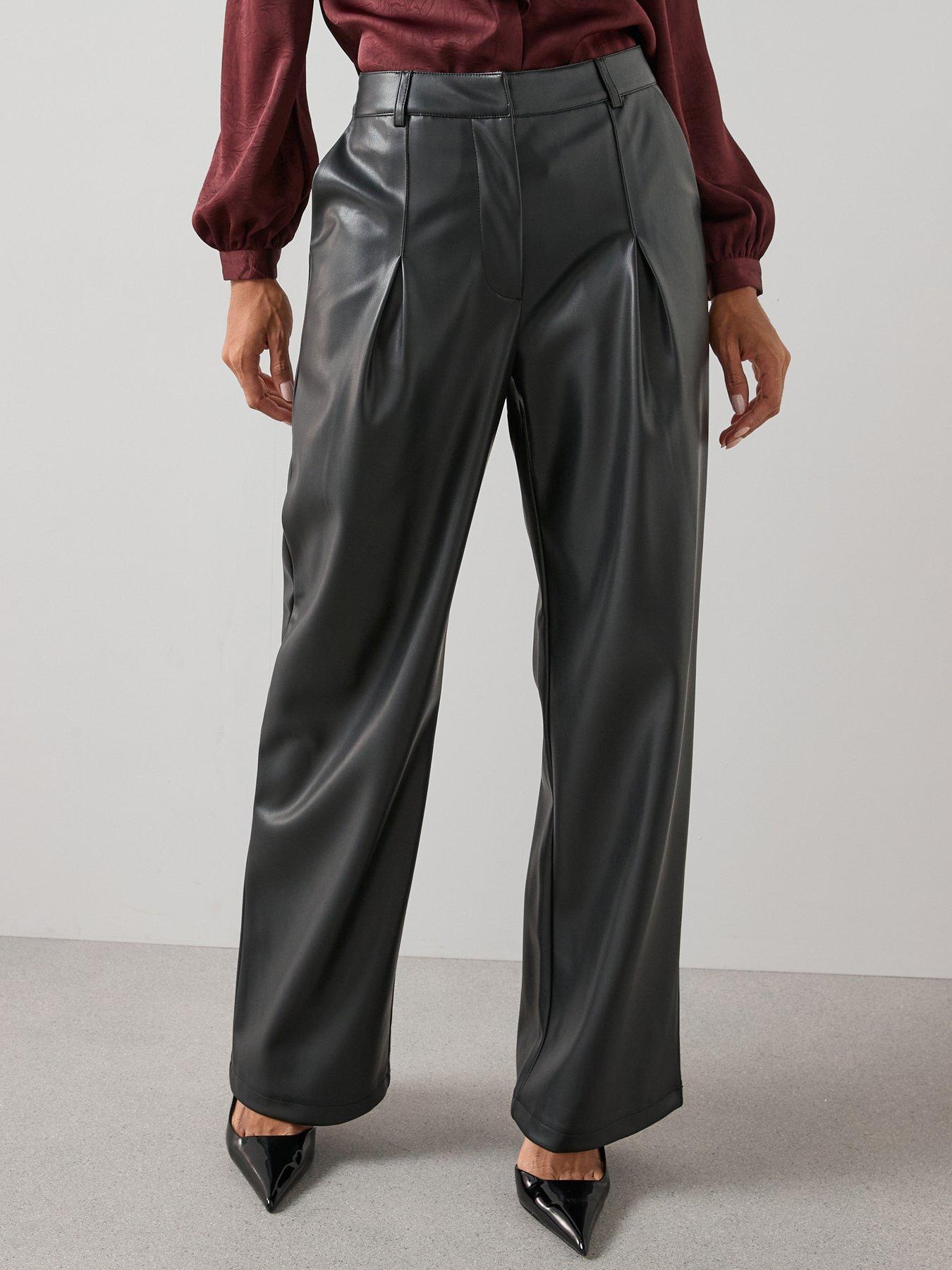 The Very Collection Faux Leather Palazzo Trousers - Black