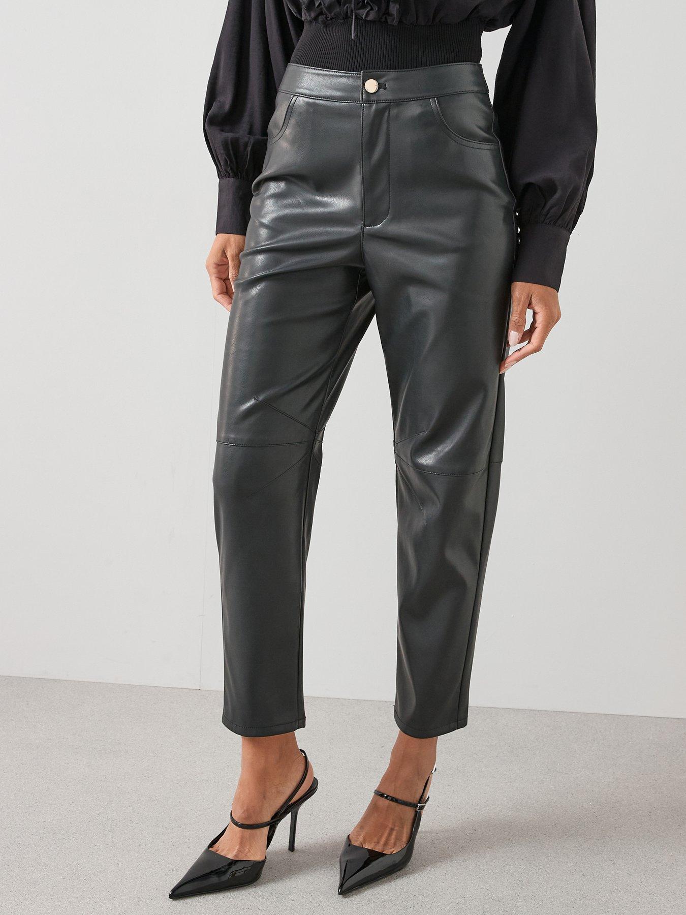 The Very Collection Faux Leather Seam Detail Trousers - Black