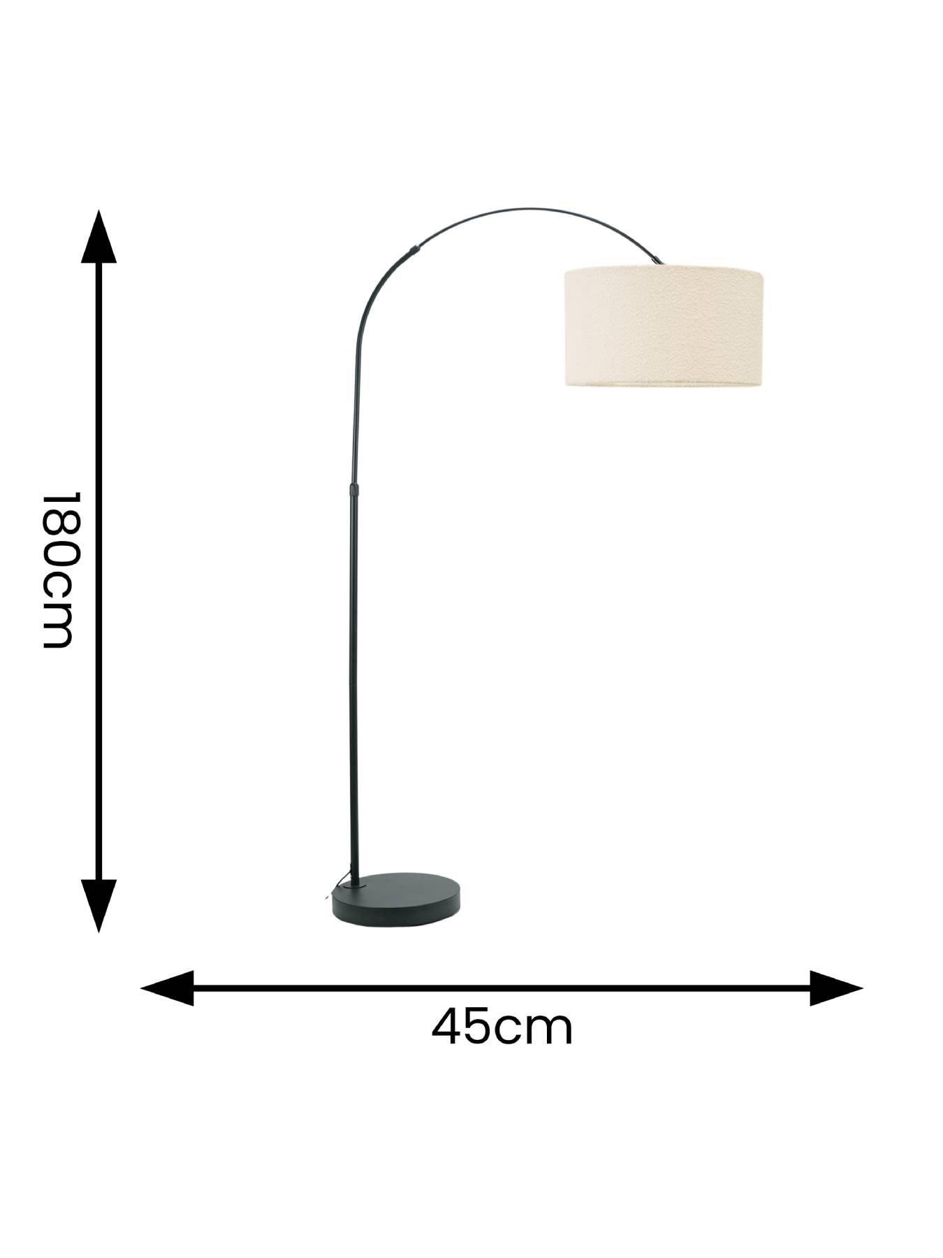 Image 4 of 4 of ValueLights Louis Black Arch Floor Lamp  with  Boucle Shade