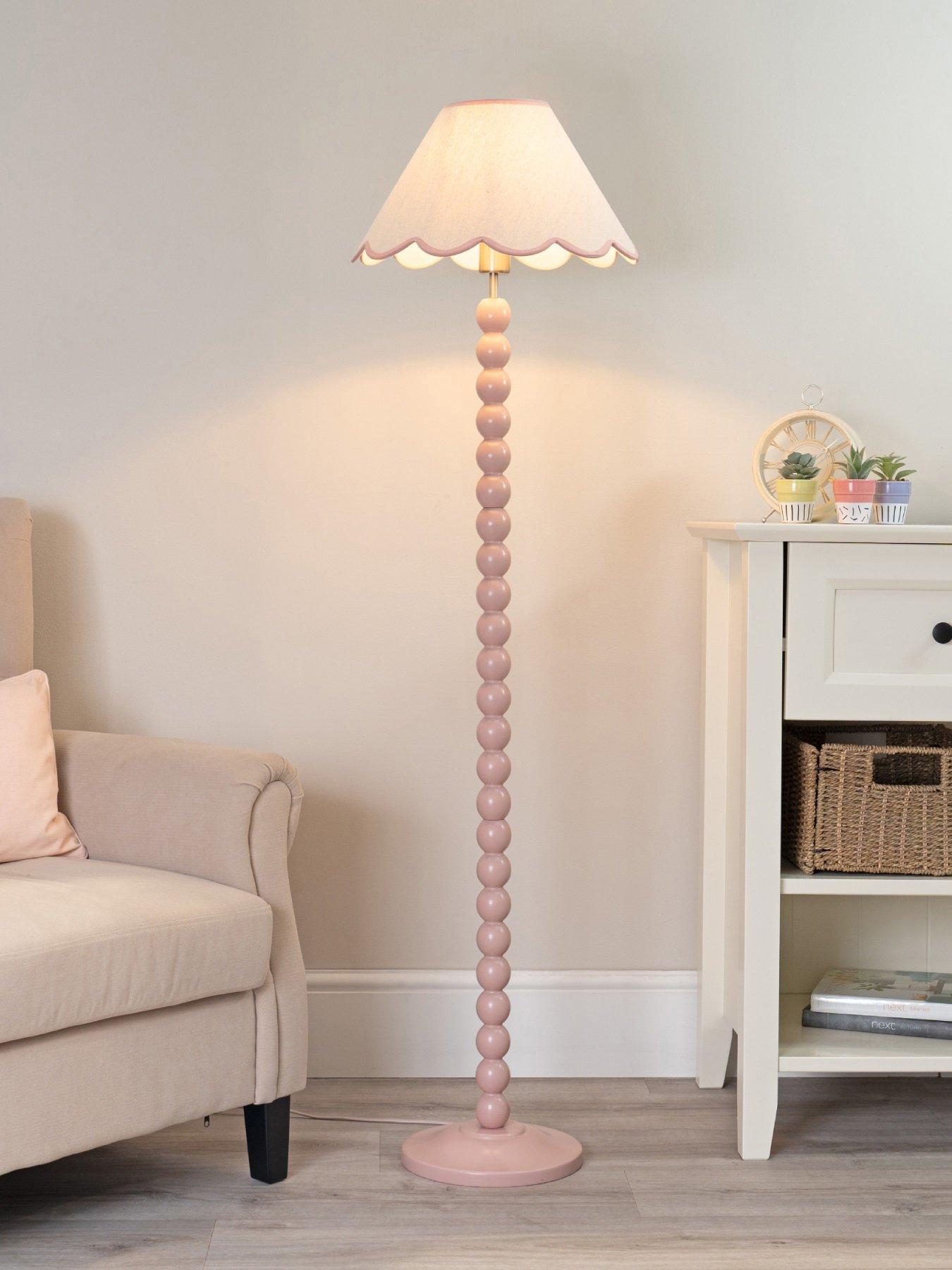 undefined Bobbles Painted Floor Lamp with Trim Scallop Shade