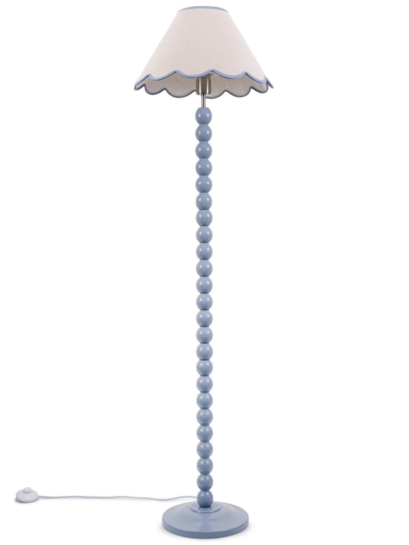ValueLights Bobbles Painted Floor Lamp with Trim Scallop Shade