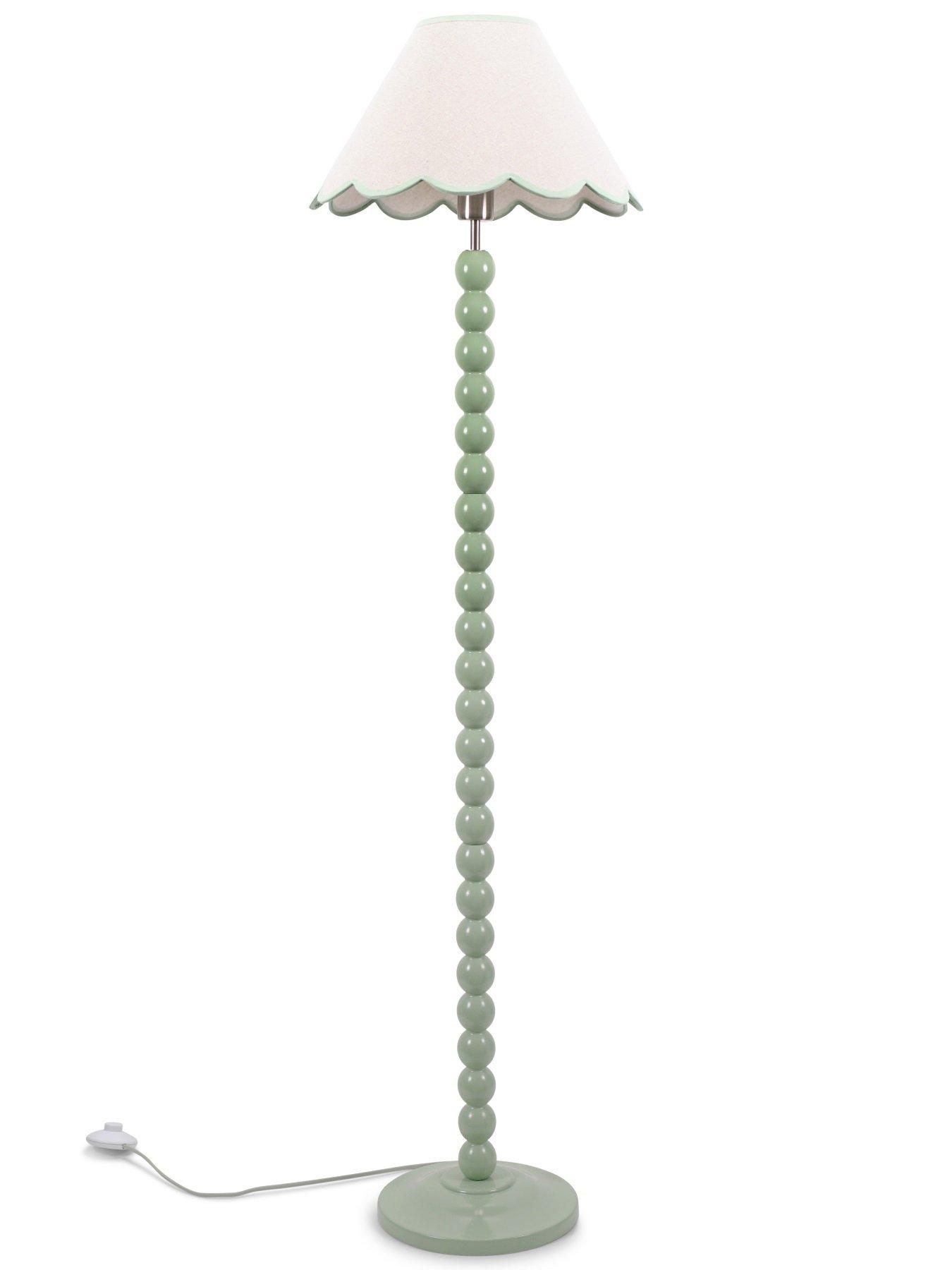 ValueLights Bobbles Painted Floor Lamp with Trim Scallop Shade