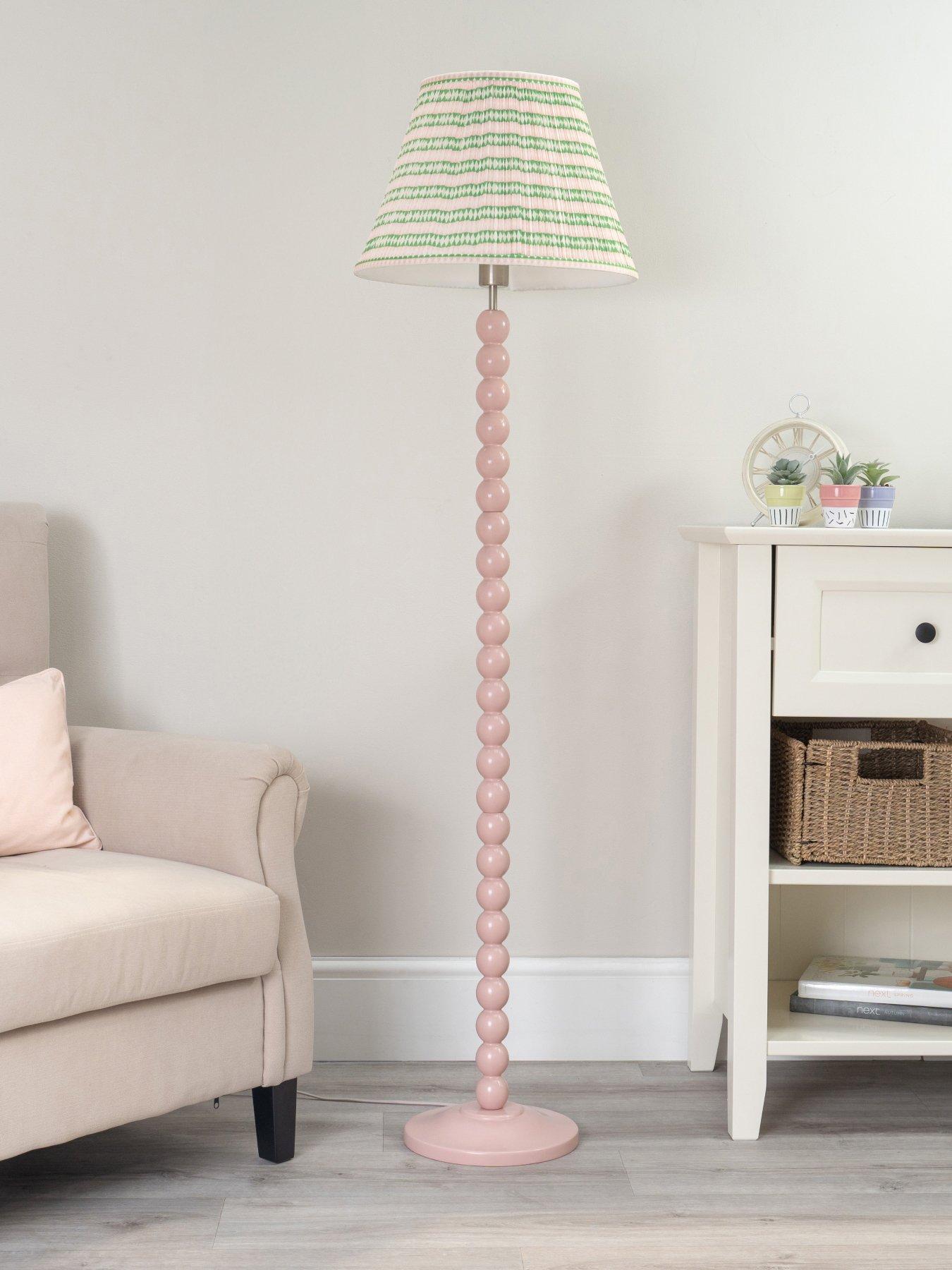 undefined Bobbles Painted Rose Pink Floor Lamp With Pink Aztec Shade