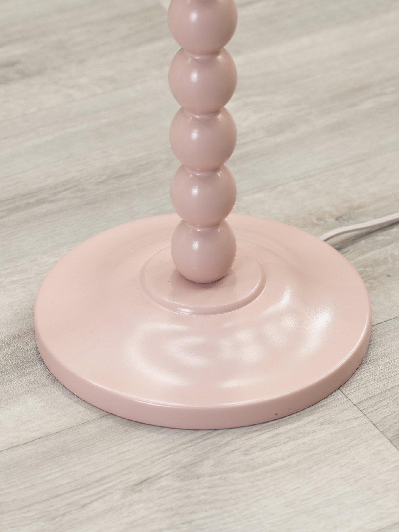 Image 4 of 5 of ValueLights Bobbles Painted Rose Pink Floor Lamp With Pink Aztec Shade
