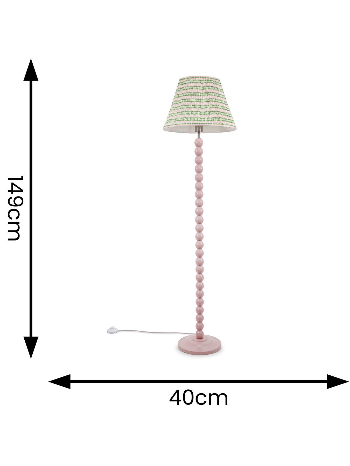 Image 5 of 5 of ValueLights Bobbles Painted Rose Pink Floor Lamp With Pink Aztec Shade