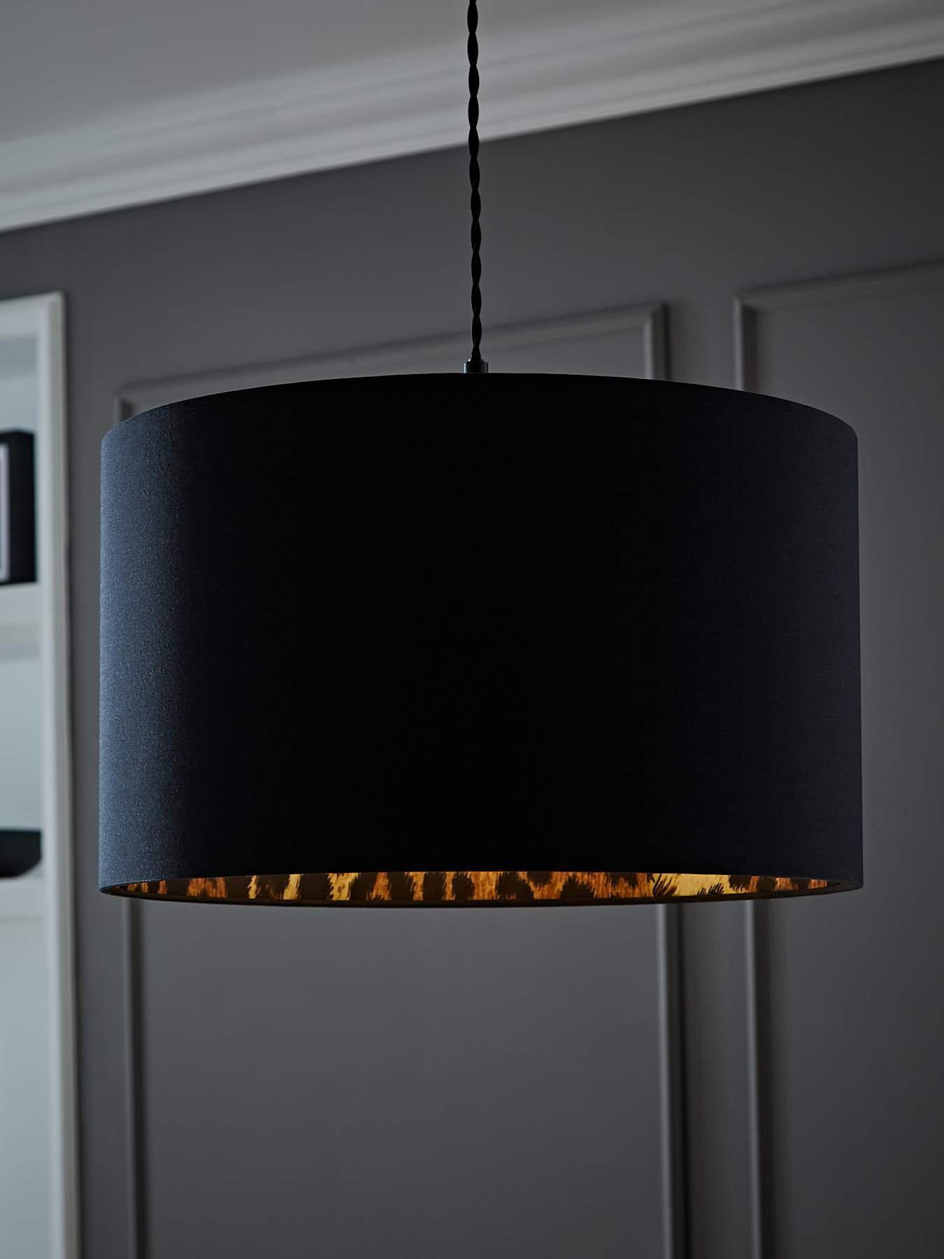ValueLights Oasis Black Fabric with Leopard Print Inner Drum Ceiling Large Lamp Shade