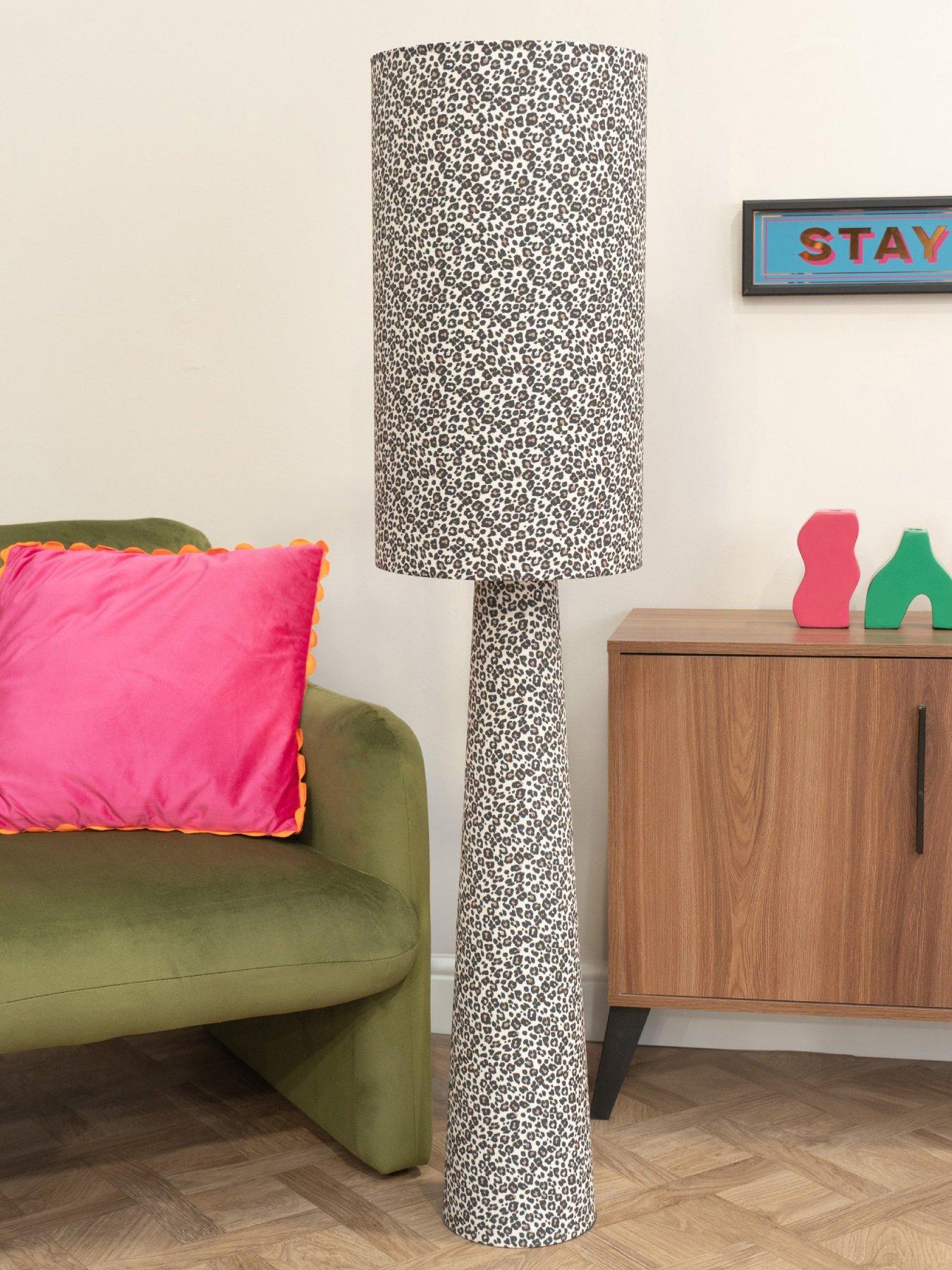 ValueLights Bertie Leopard Print Full Fabric Midi Floor Lamp
