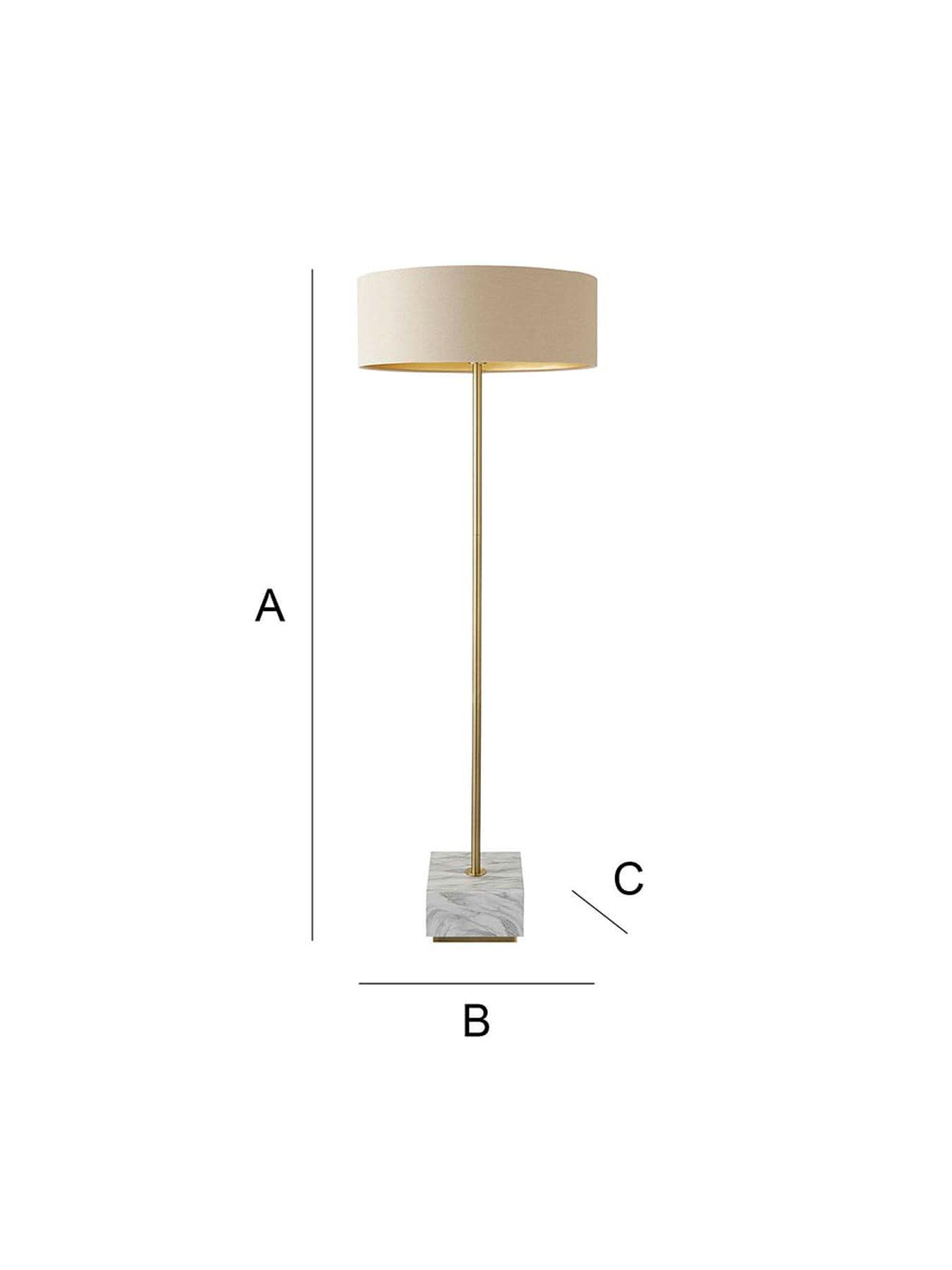 ValueLights Britney Marble Floor Lamp With Natural Linen Drum Shade ...
