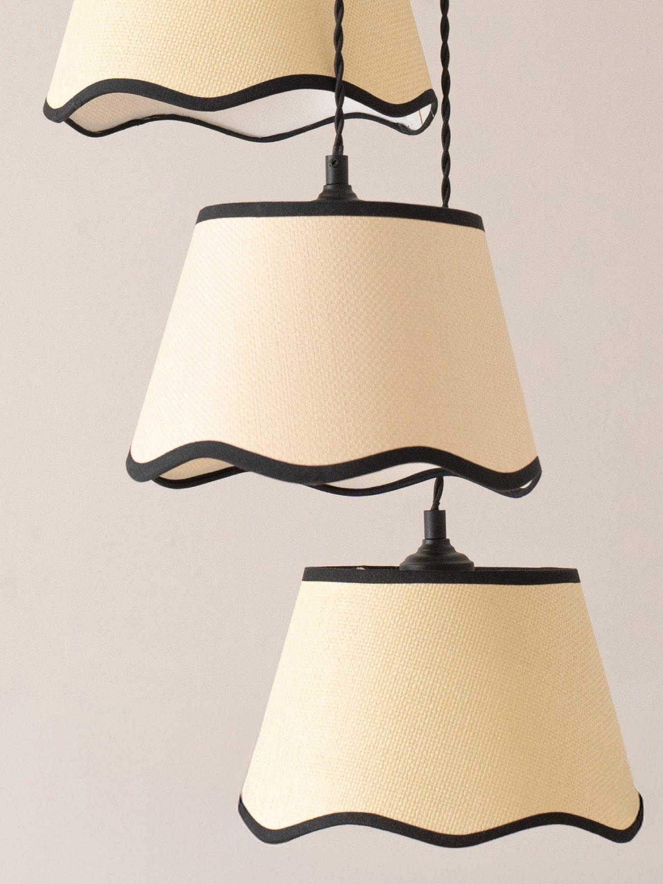 Image 4 of 4 of ValueLights Dutton Black Trim Scallop 3 Drop Cluster Matte Black Ceiling Pendant Light