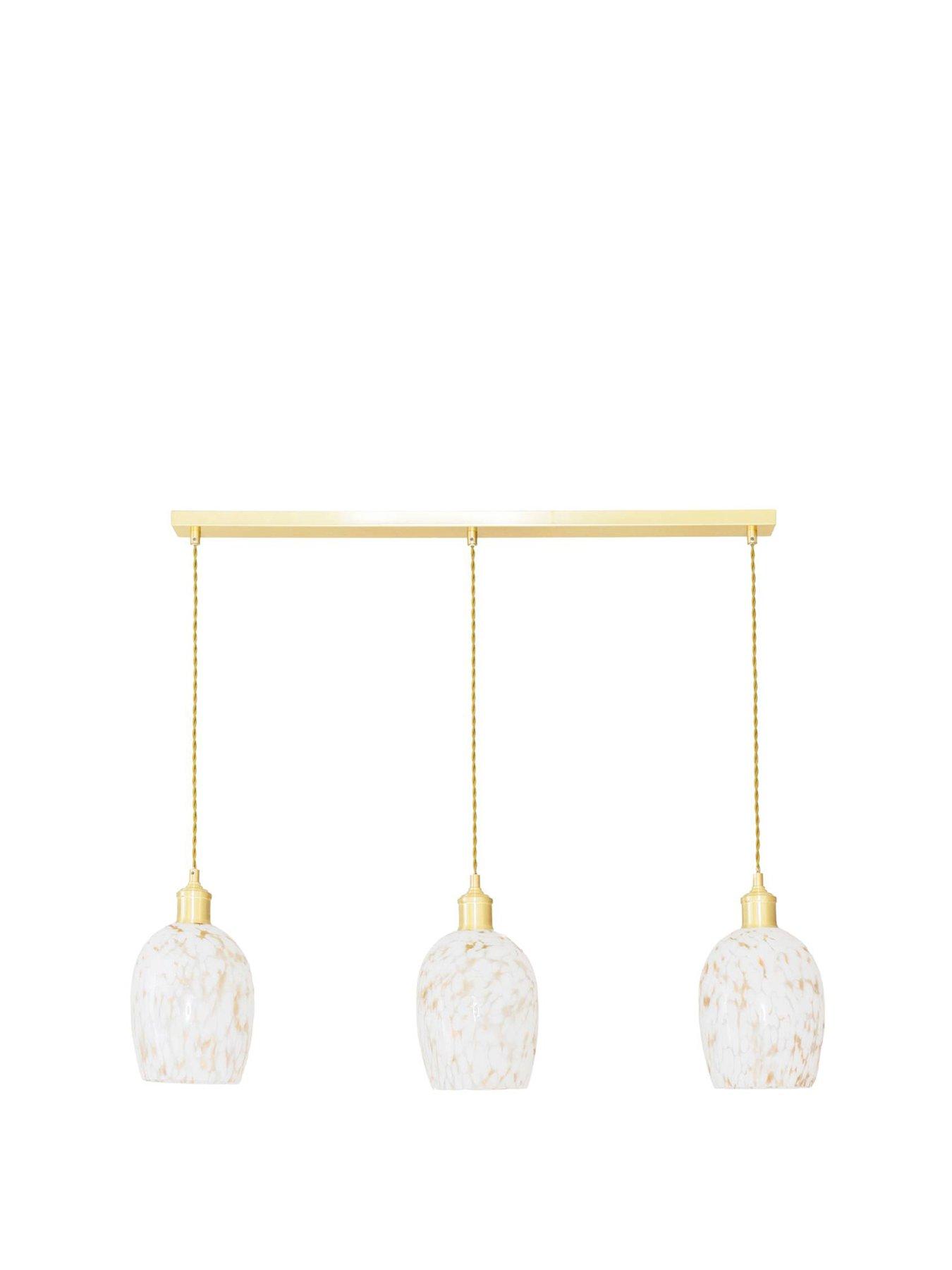  image of valuelights-india-white-confetti-glass-shade-3-drop-brushed-gold-ceiling-pendant-light