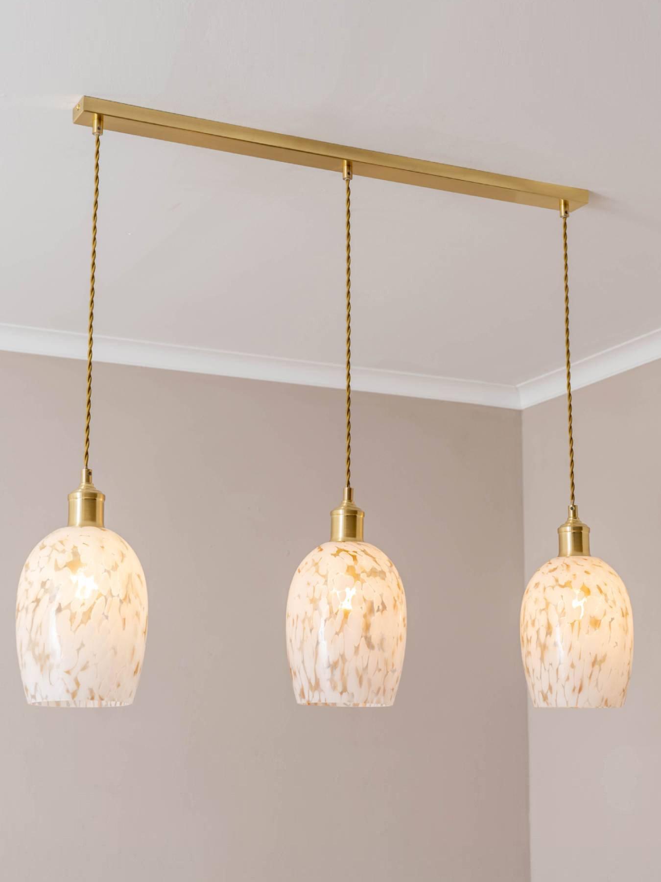  image of valuelights-india-white-confetti-glass-shade-3-drop-brushed-gold-ceiling-pendant-light