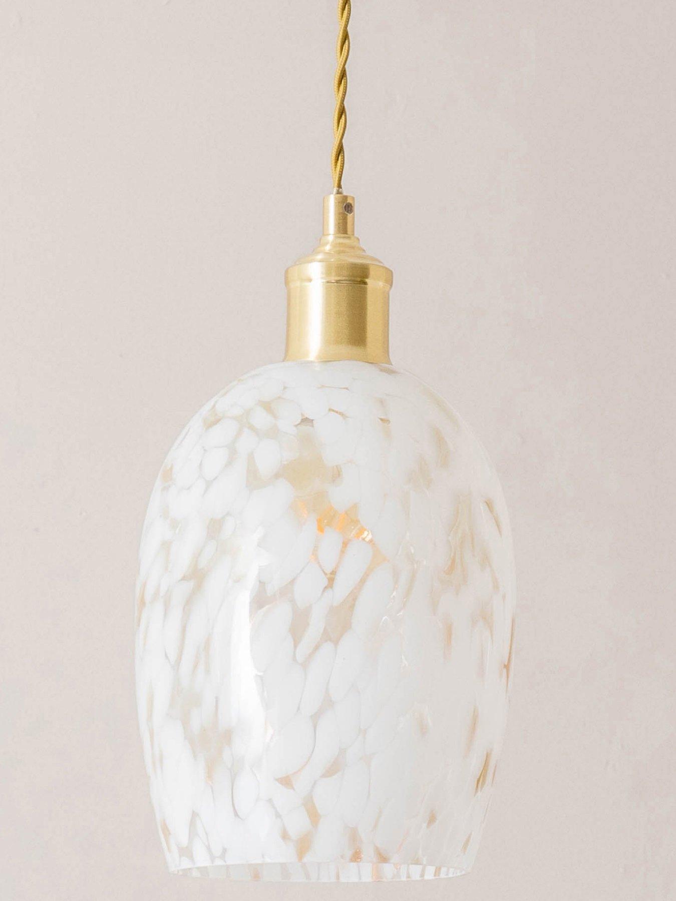  image of valuelights-india-white-confetti-glass-shade-3-drop-brushed-gold-ceiling-pendant-light