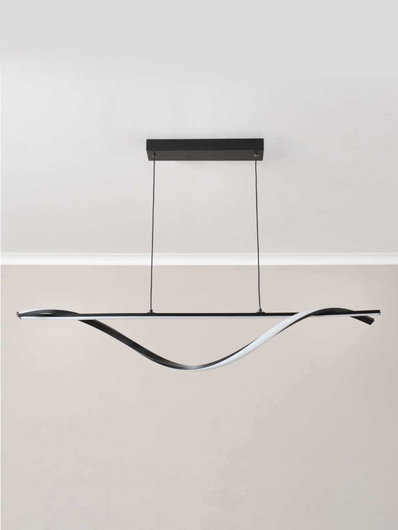 undefined Infinity Matte Black Twist Drop Bar Led Ceiling Pendant Light