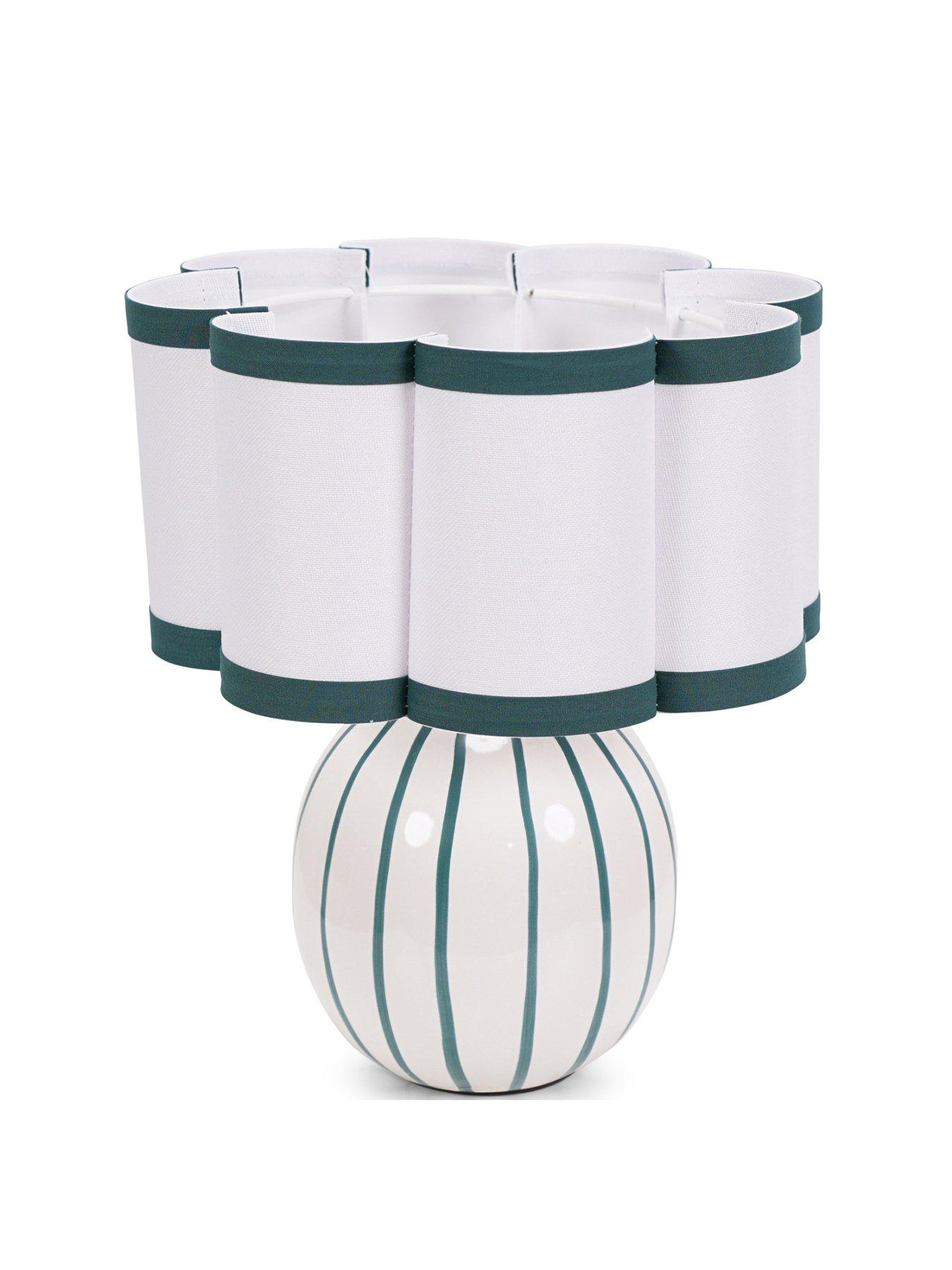 Image 2 of 7 of ValueLights Rohan Sky Stripe Ceramic Table Lamp