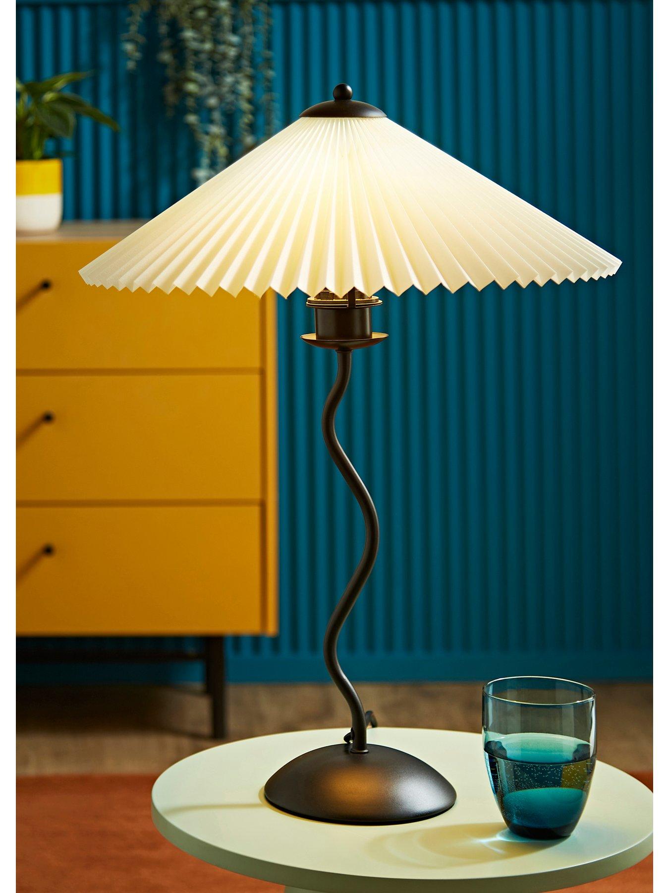 Image 3 of 7 of ValueLights Wiggle Black Metal Table Lamp With Origami Shade